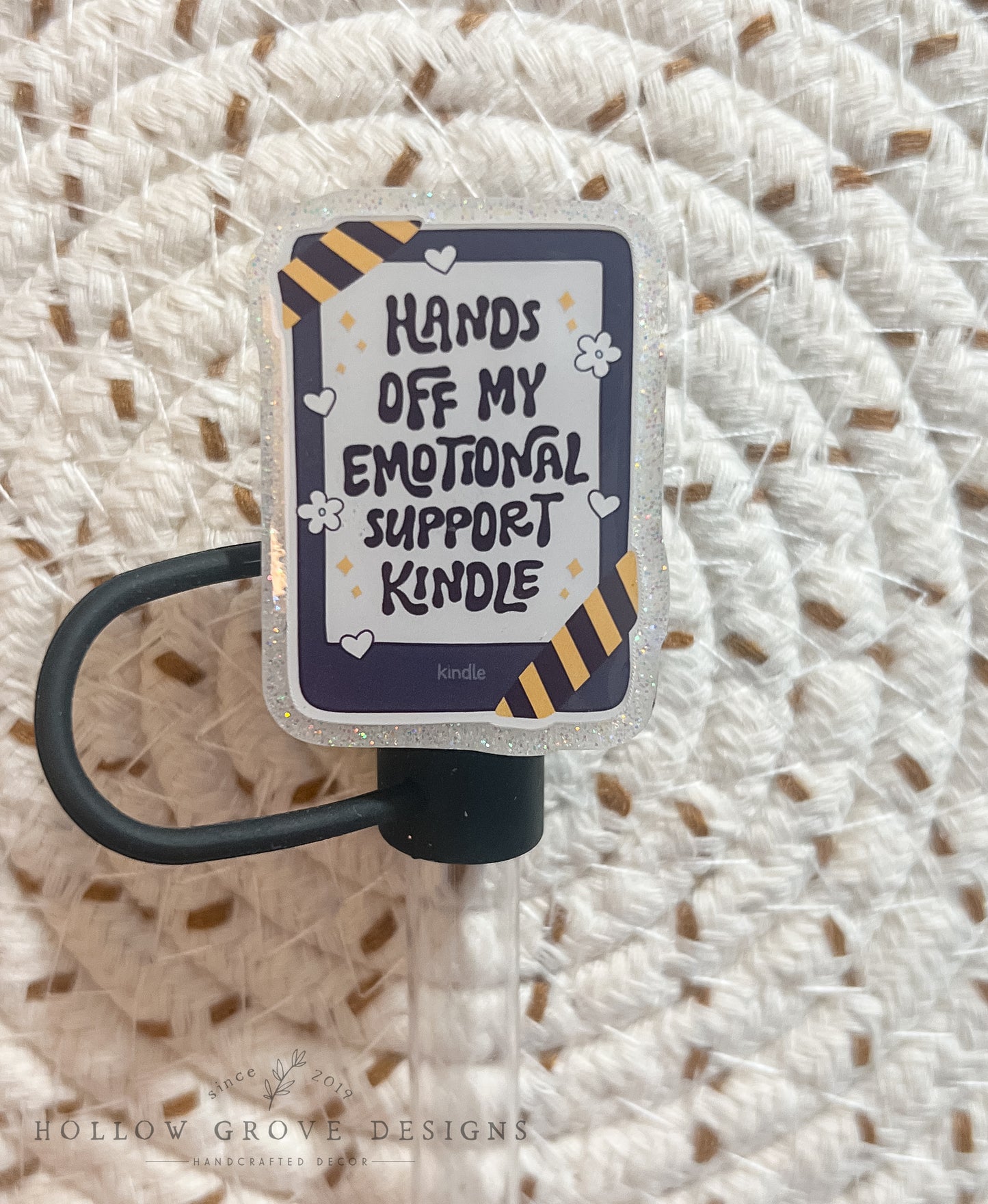 Emotional Support Kindle Straw Topper | Book Lover Tumbler Accesories | Straw Topper for Stanley Tumbler