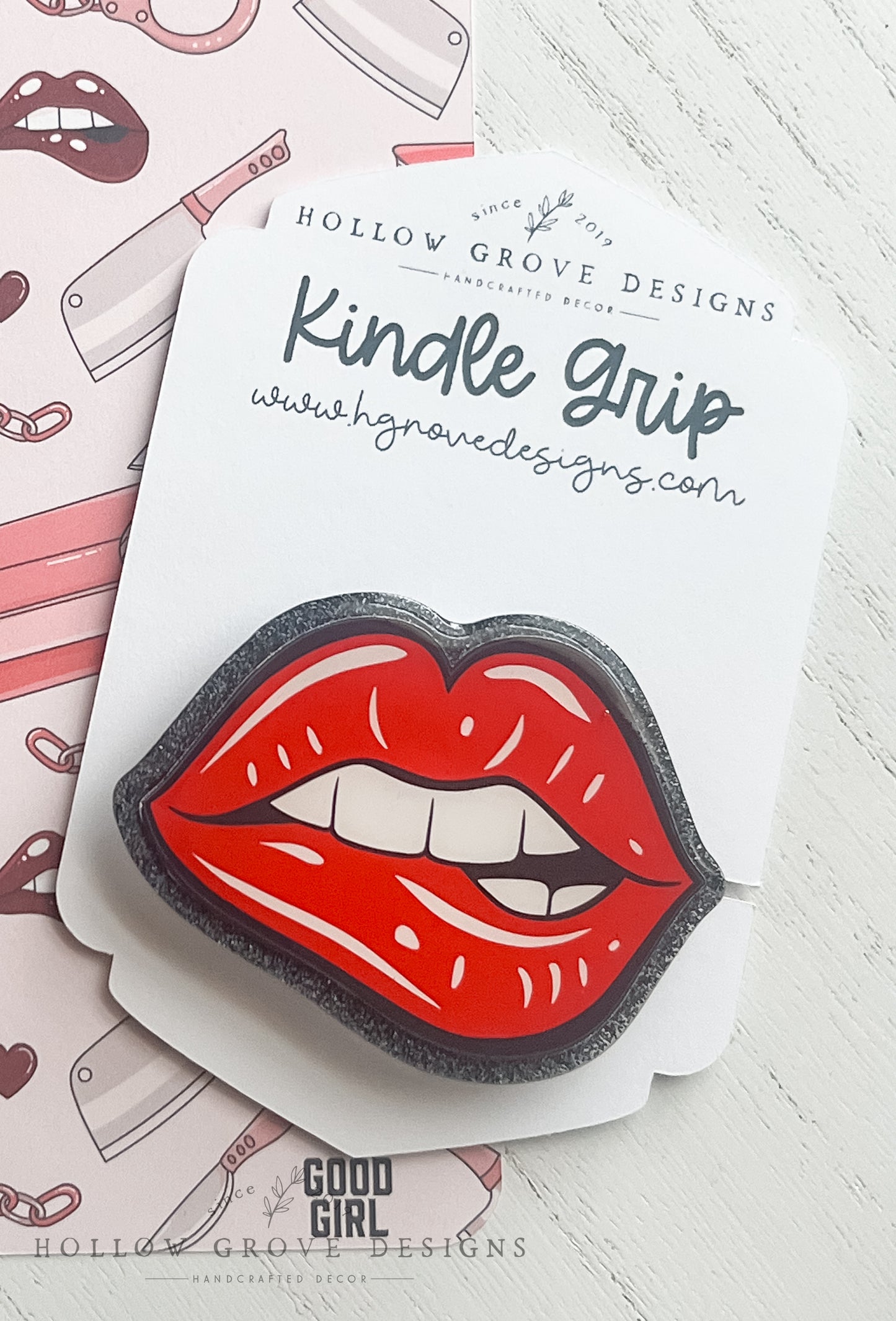 Bititng Lip E-Reader Grip | Custom Kindle Grip | Kobo Reader Grip | Bookish Accessories | Gift for Teacher | Lit Teacher Gift (Copy)