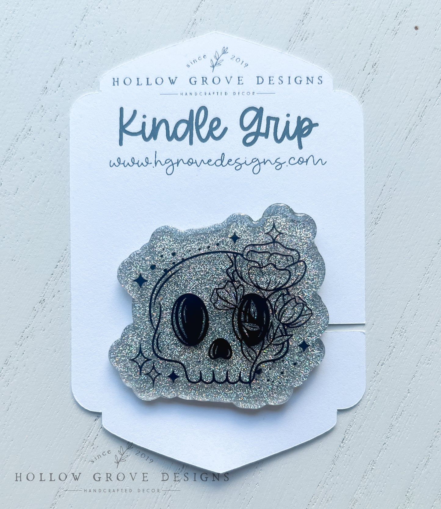 Floral Skull E-Reader and Device Grip | Custom Kindle Grip | Kobo Reader Grip | Bookish Accessories | Gift for Teacher | Lit Teacher Gift