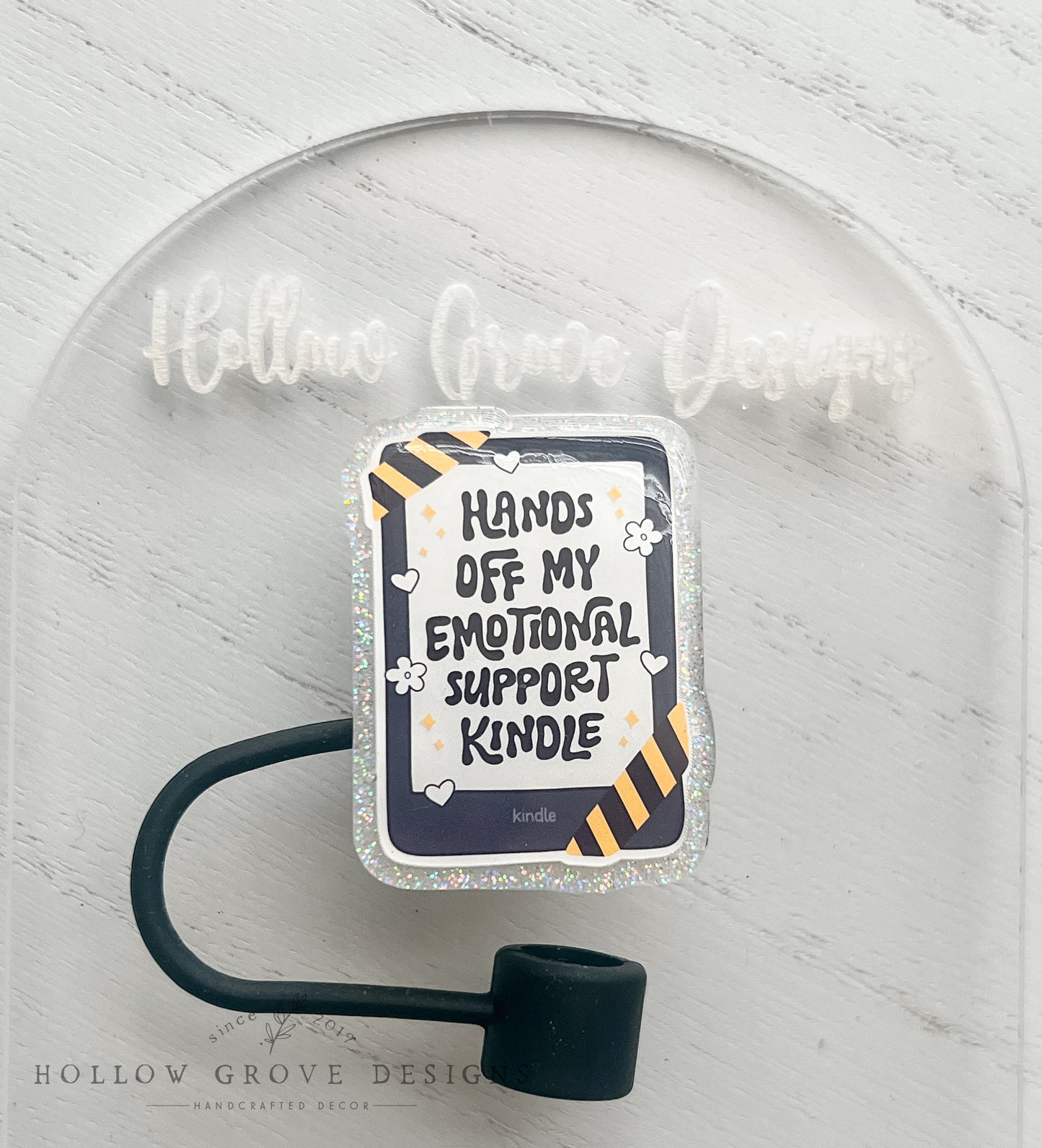 Emotional Support Kindle Straw Topper | Book Lover Tumbler Accesories | Straw Topper for Stanley Tumbler