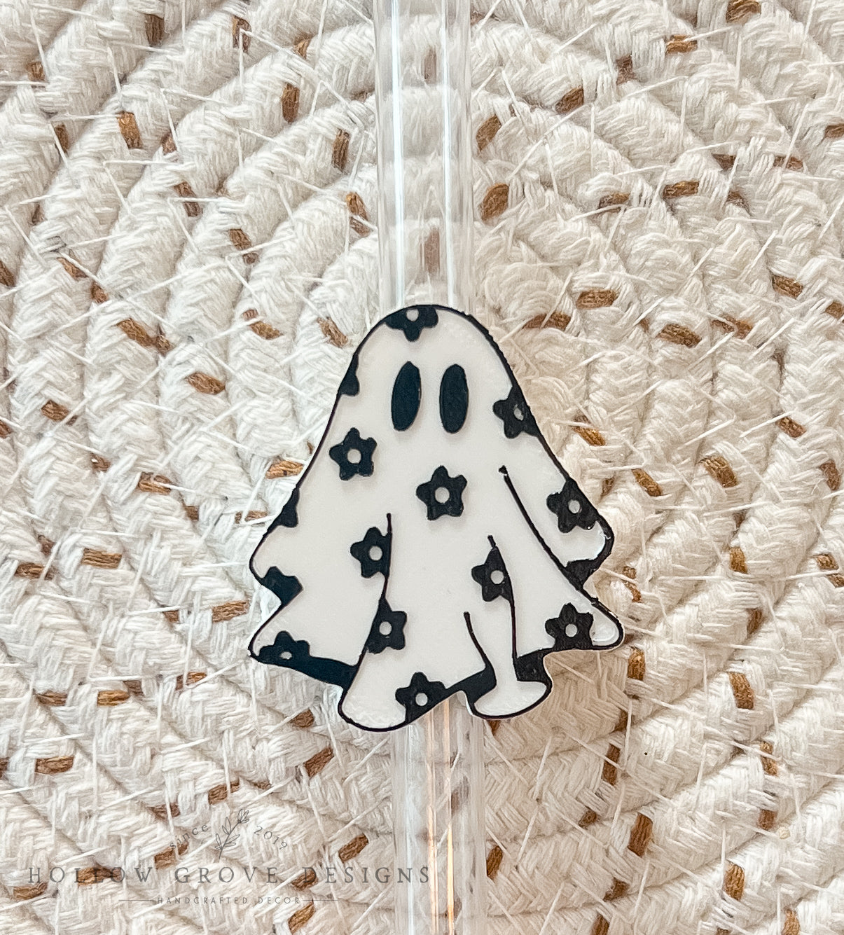 Floral Ghost Straw Charm