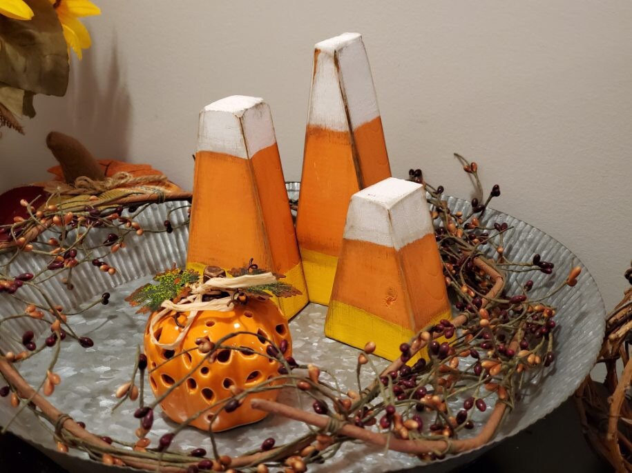 Rustic Candy Corn | Fall Decoration | Fall Tiered Tray Decor | Fall Accents | Candy Corn Decor