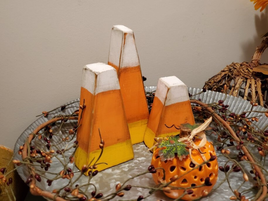 Rustic Candy Corn | Fall Decoration | Fall Tiered Tray Decor | Fall Accents | Candy Corn Decor
