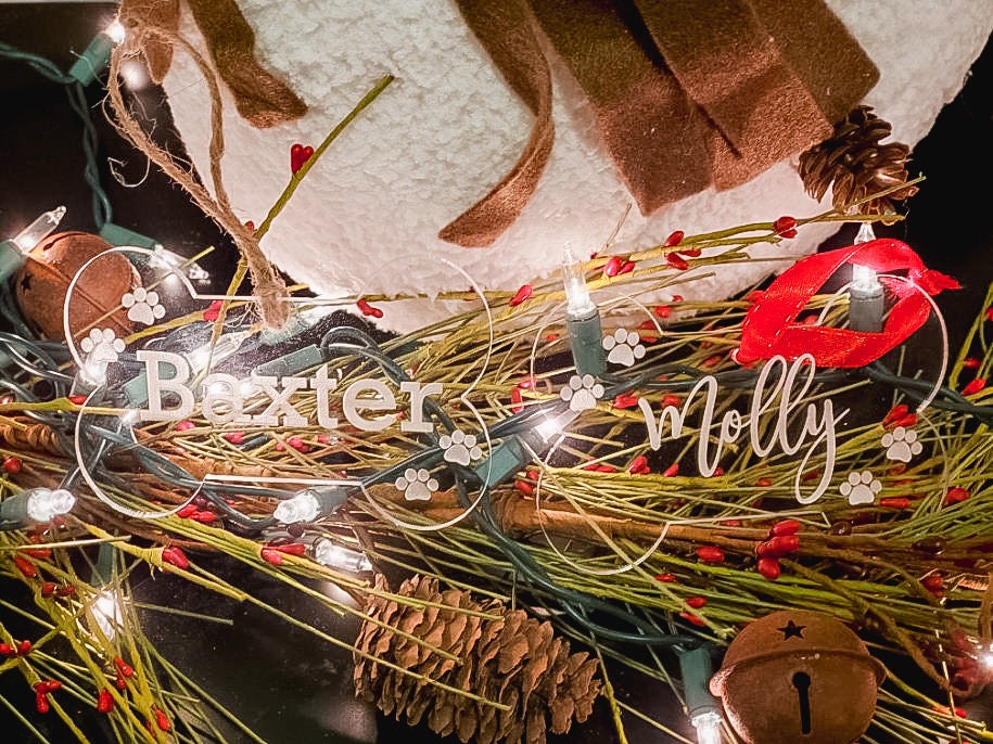 Dog Bone Christmas Ornament, Pet Christmas Ornament, Personalized Dog Ornament