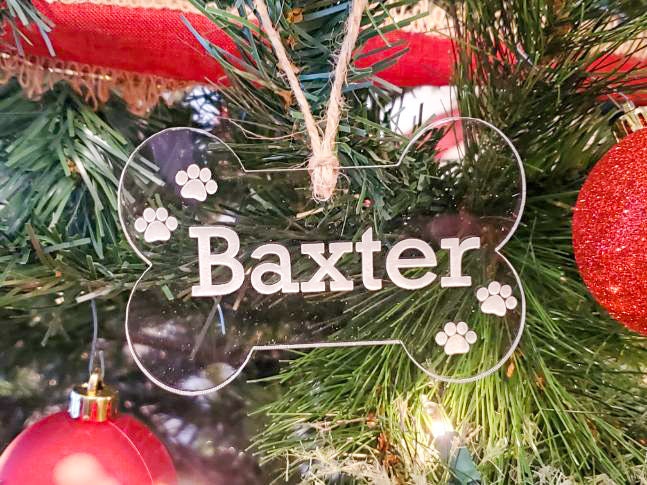Dog Bone Christmas Ornament, Pet Christmas Ornament, Personalized Dog Ornament