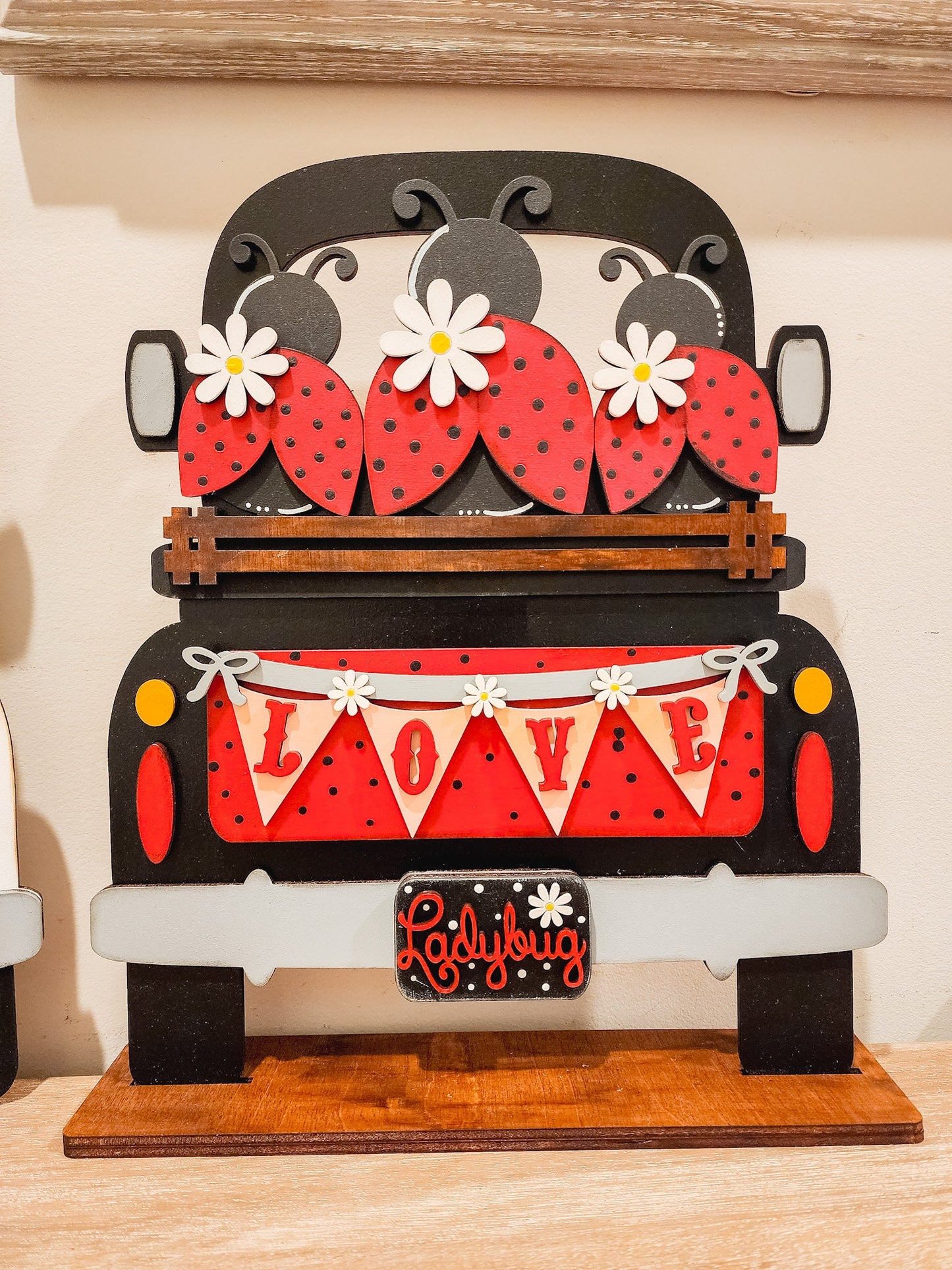 Lady Bug Truck Insert | Truck Door Hanger | Seasonal Decor | Tiered Tray Decor | Spring Decor | Spring Door Hanger