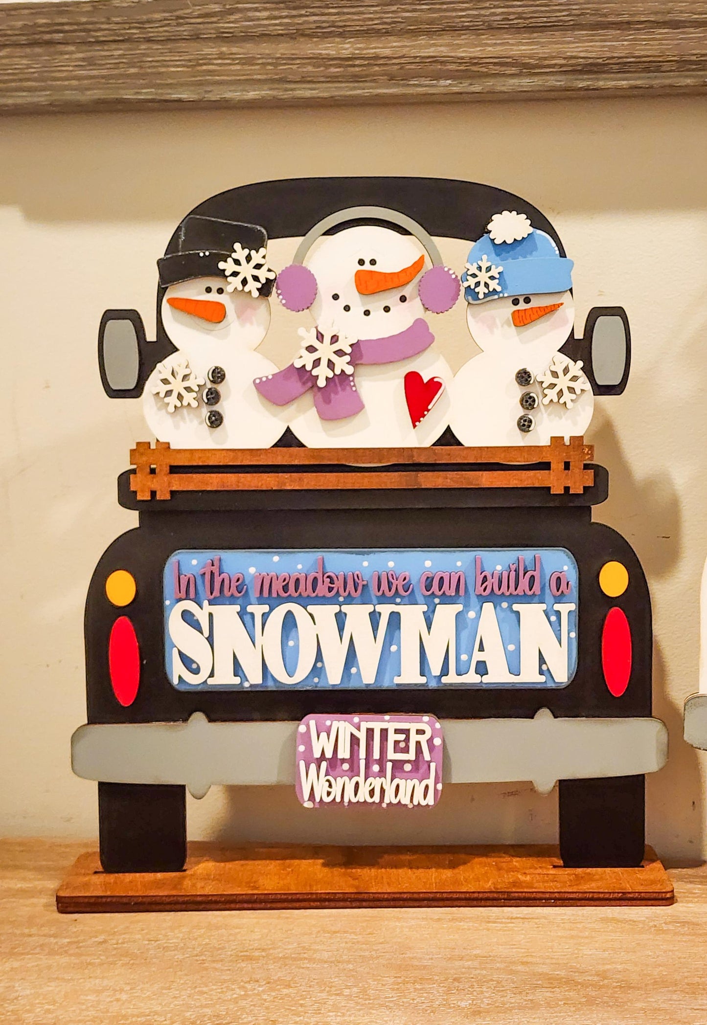 Meadow Snowman Interchangeable Truck Insert | Truck Door Hanger | Seasonal Decor | Tiered Tray Decor | Christmas Decor