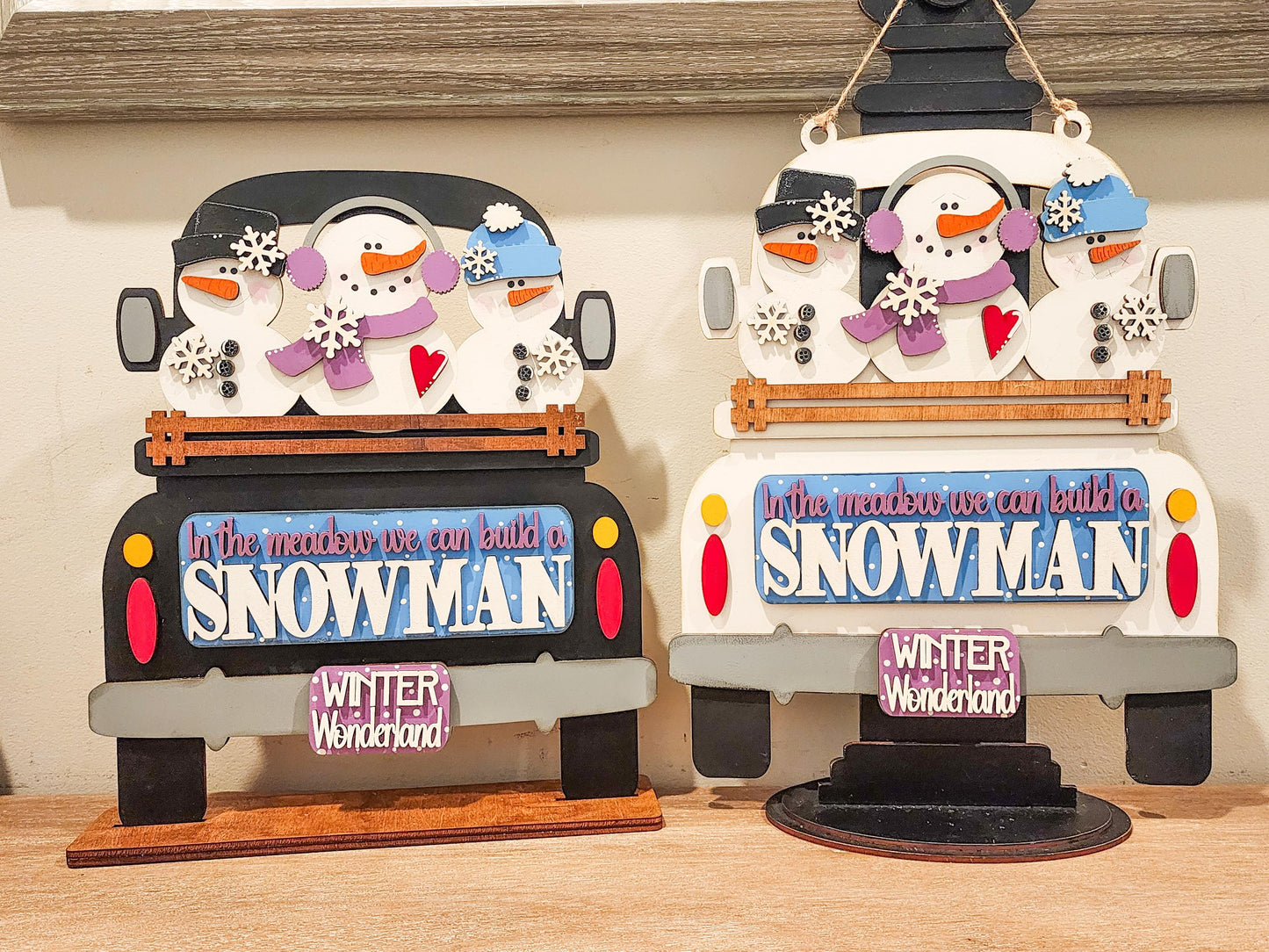 Meadow Snowman Interchangeable Truck Insert | Truck Door Hanger | Seasonal Decor | Tiered Tray Decor | Christmas Decor