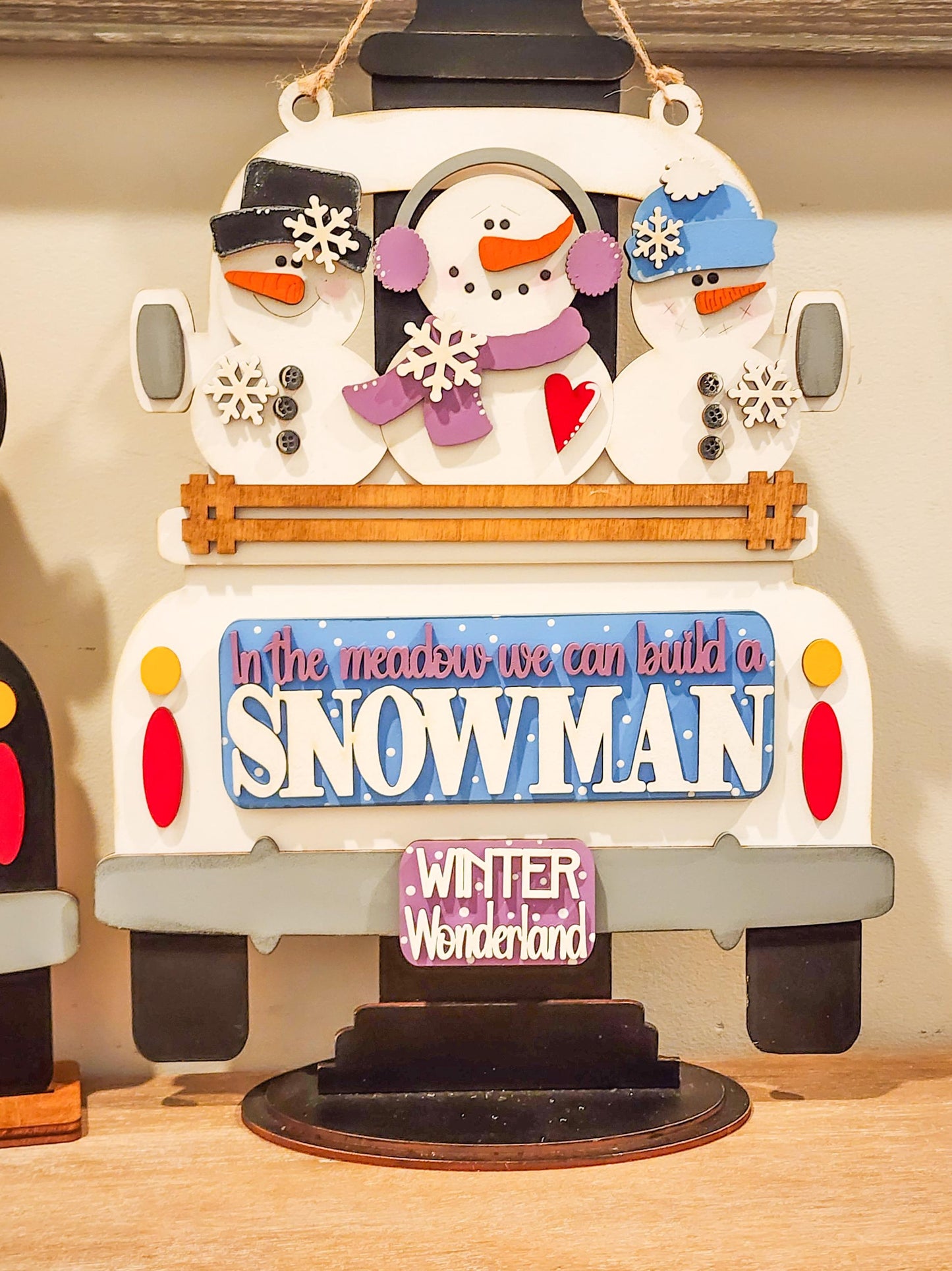 Meadow Snowman Interchangeable Truck Insert | Truck Door Hanger | Seasonal Decor | Tiered Tray Decor | Christmas Decor