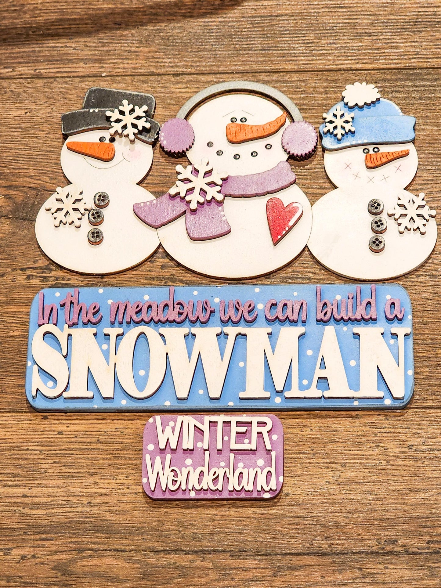 Meadow Snowman Interchangeable Truck Insert | Truck Door Hanger | Seasonal Decor | Tiered Tray Decor | Christmas Decor