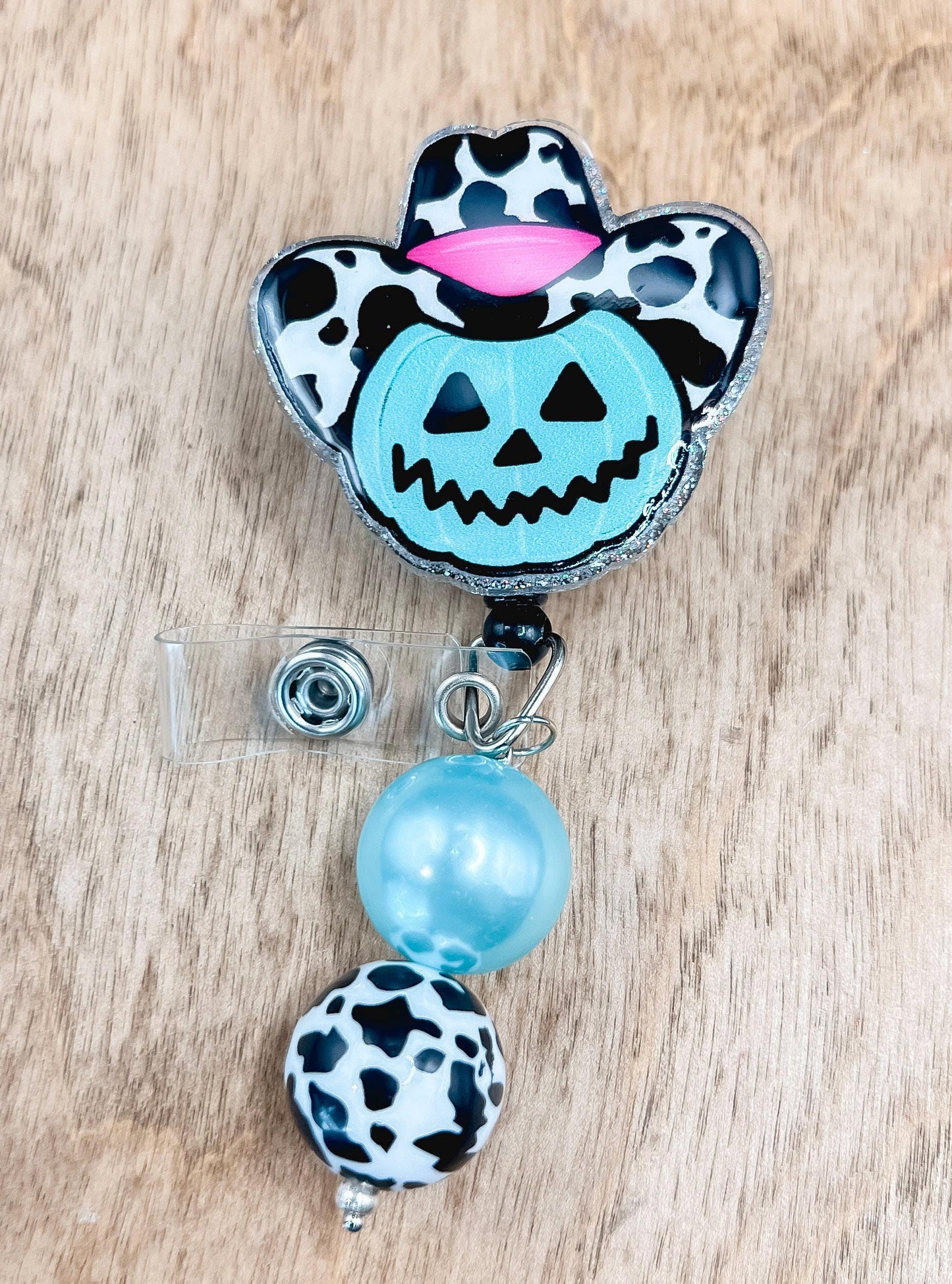 Cowboy Pumpkin Badge Reel | Funny Badge Reel | Cow Print Badge Reel| Fall Badge Reel | ID Holder | Interchangeable Badge Reel