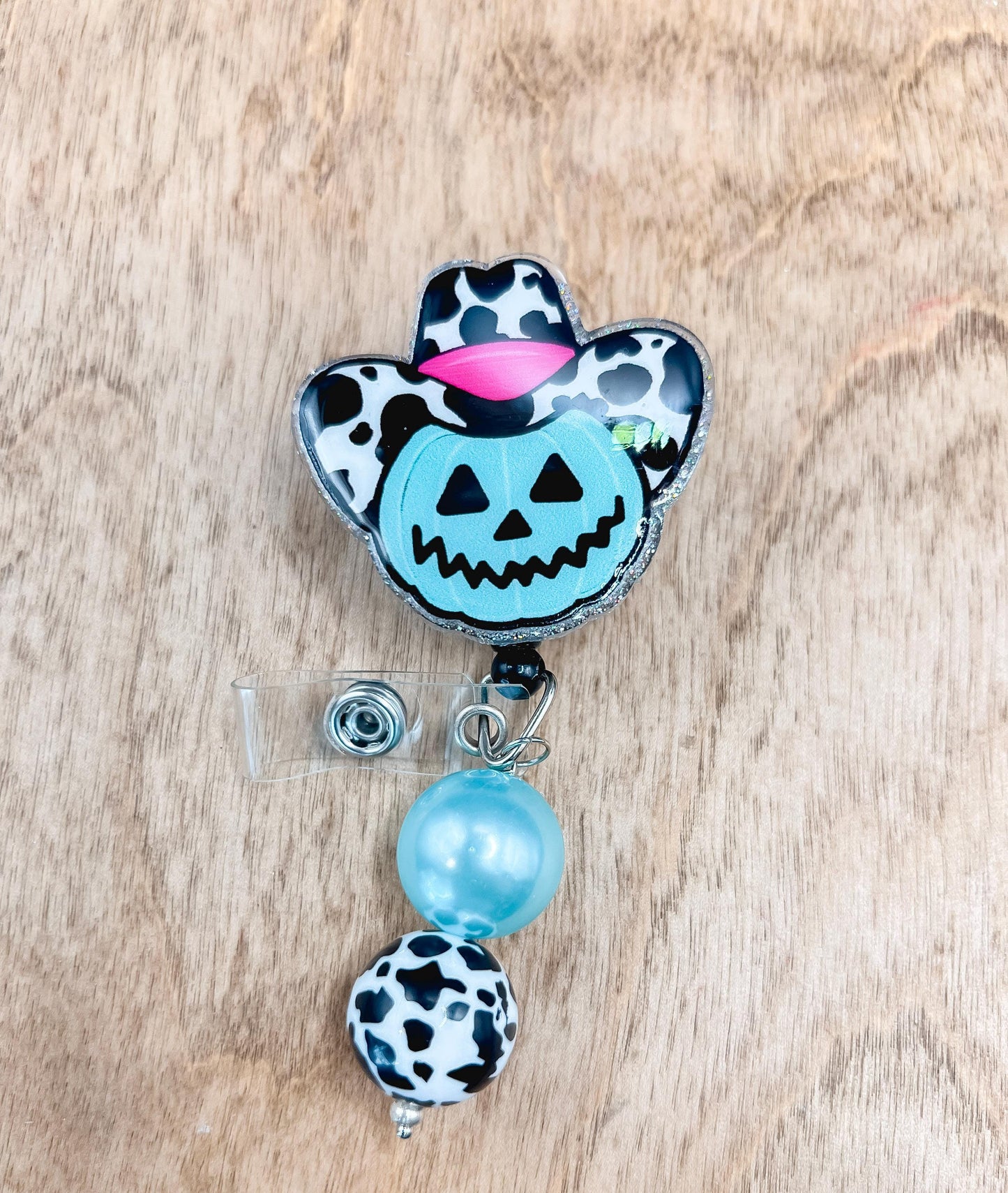 Cowboy Pumpkin Badge Reel | Funny Badge Reel | Cow Print Badge Reel| Fall Badge Reel | ID Holder | Interchangeable Badge Reel