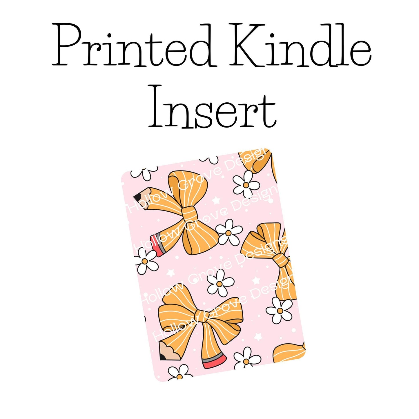 Pencil Bow Kindle Insert | Decorative Kindle Insert | Clear Kindle Case Insert | Book Girly Decor | Gift for Book Lover | Gift for Teacher