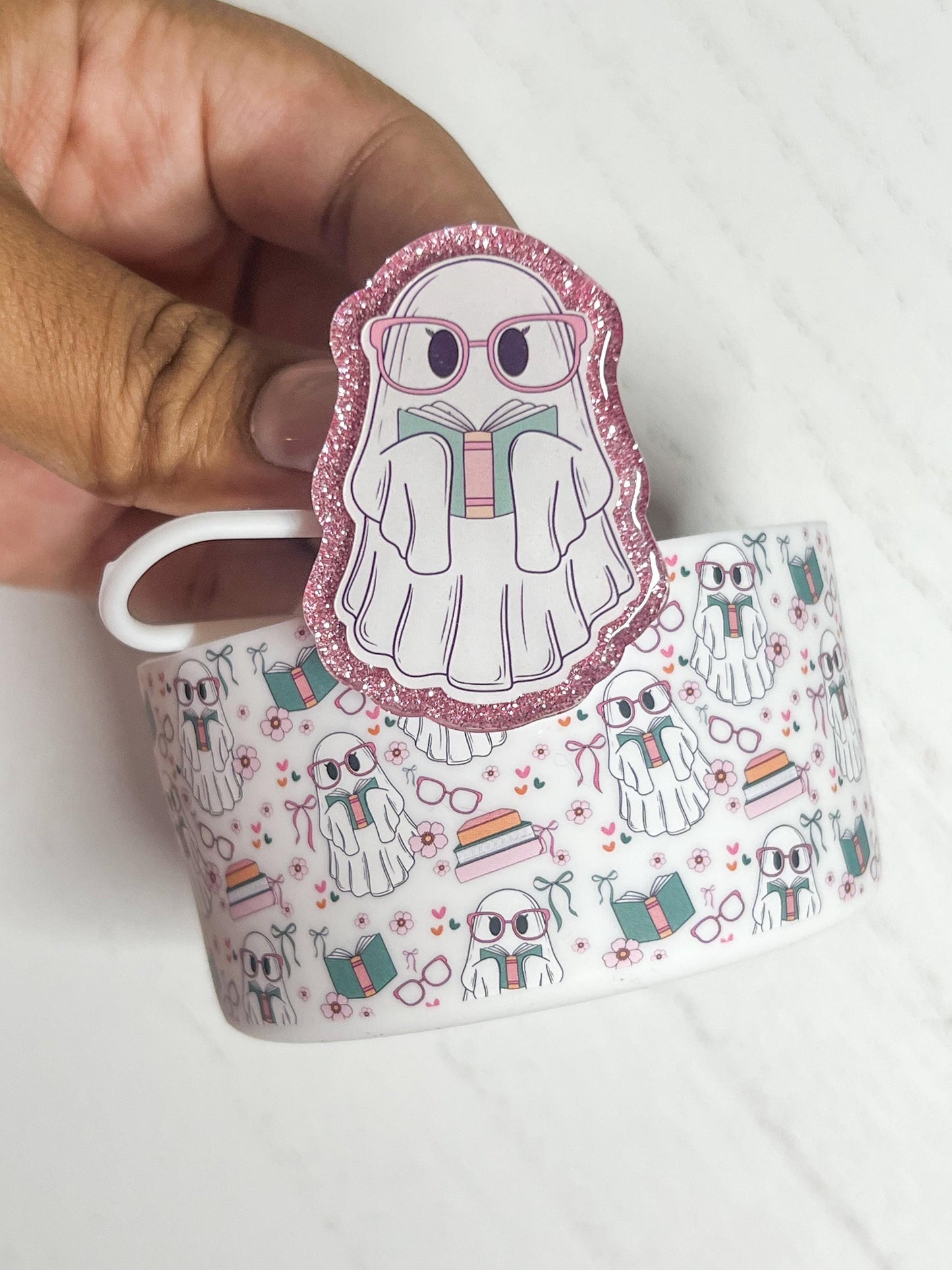 Bookish Ghosty Straw Topper | Book Lover Tumbler Accesories | Straw Topper for Stanley Tumbler