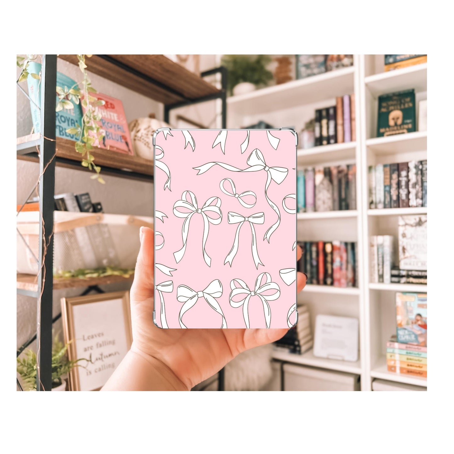 Coquette White Bow Kindle Insert | Decorative Kindle Insert | Clear Kindle Case Insert | Book Girly Decor | Gift for Book Lover | Bows