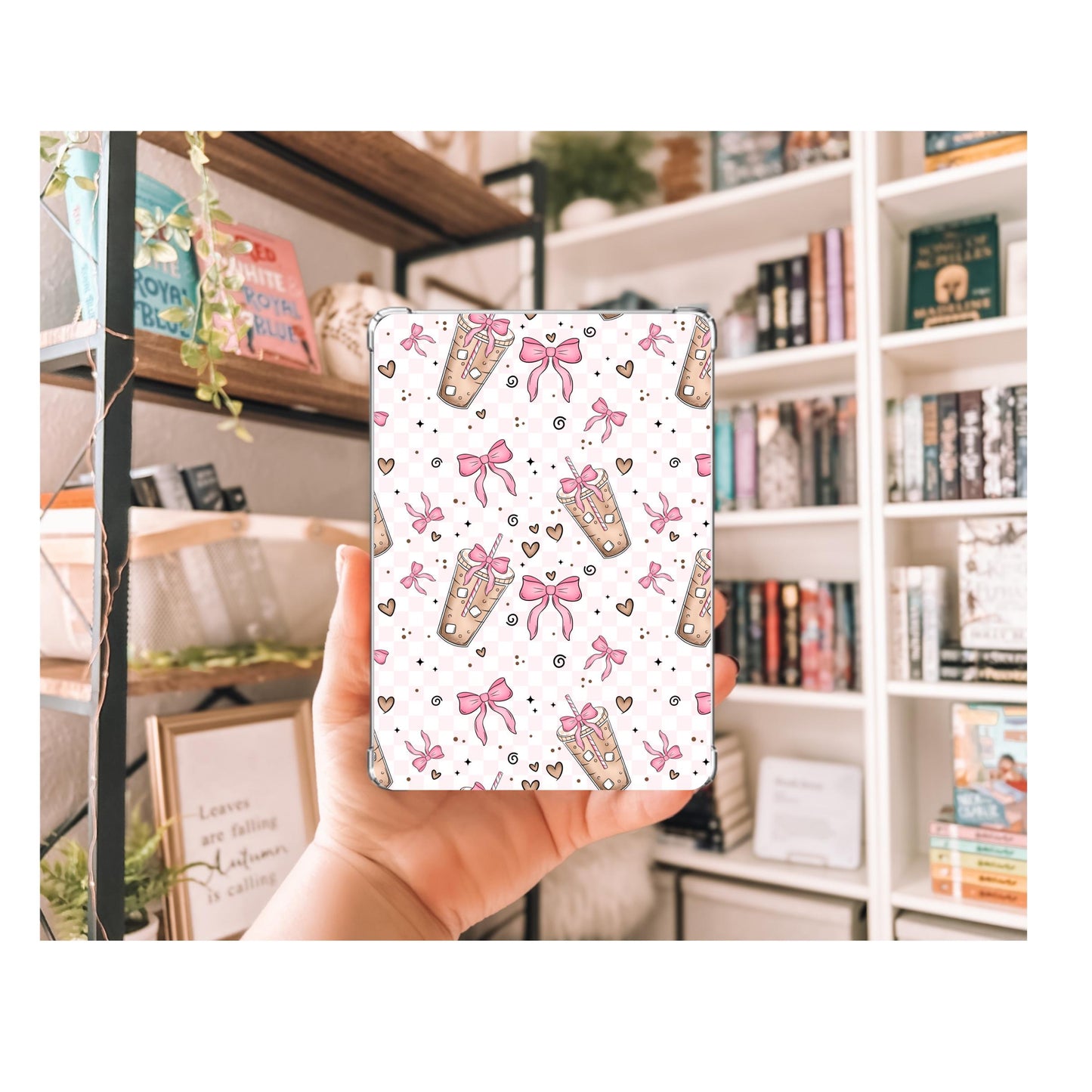 Iced Coffee Girly E-Reader Insert | Decorative Insert | Clear Kindle Case Insert | Book Girly Decor | Gift for Book Lover | Coffee and Books