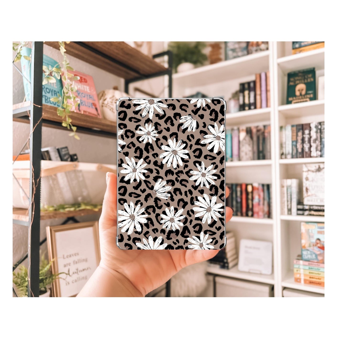 Leopard Daisy Kindle Insert | Decorative Kindle Insert | Clear Kindle Case Insert | Book Girly Decor | Gift for Book Lover