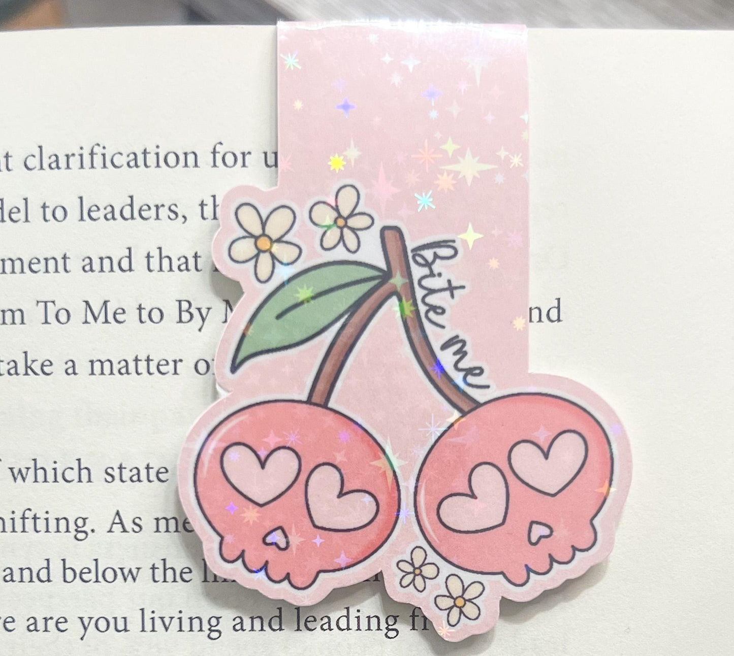Bit Me Cherries Magnetic Bookmark | Funny and Snarky Bookmark | Girly Bookmark | Gift for Booklover | Bookmarks