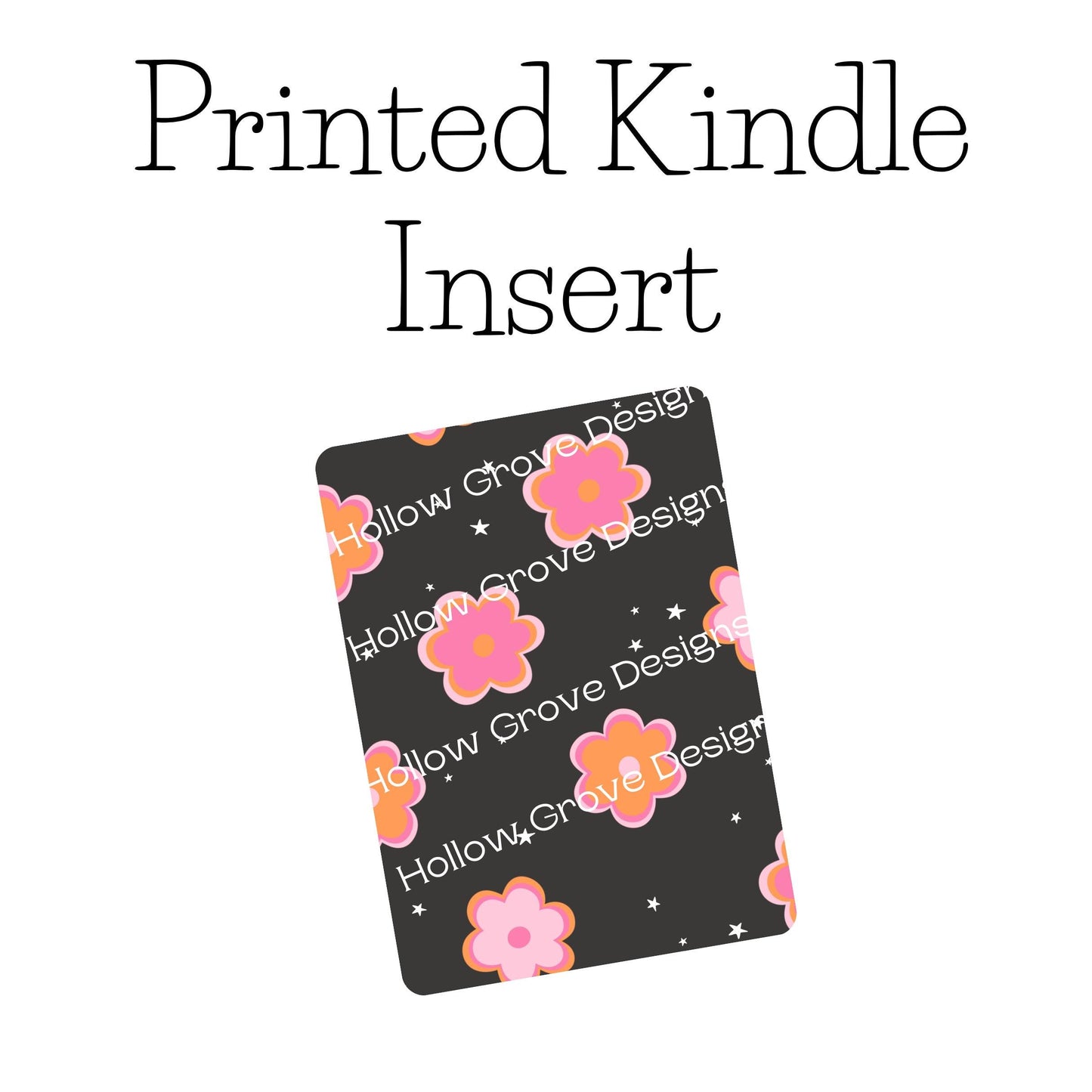 Groovy Orange and Pink Flower Kindle Insert | Decorative Kindle Insert | Clear Kindle Case Insert | Book Girly Decor | Gift for Book Lover