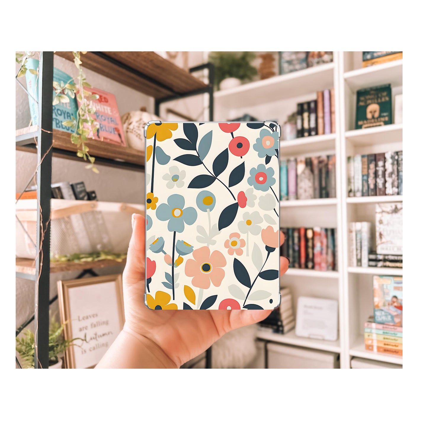 Fall Flowers Kindle Insert | Decorative Kindle Insert | Clear Kindle Case Insert | Gift for Book Lover | Fall Floral Kindle