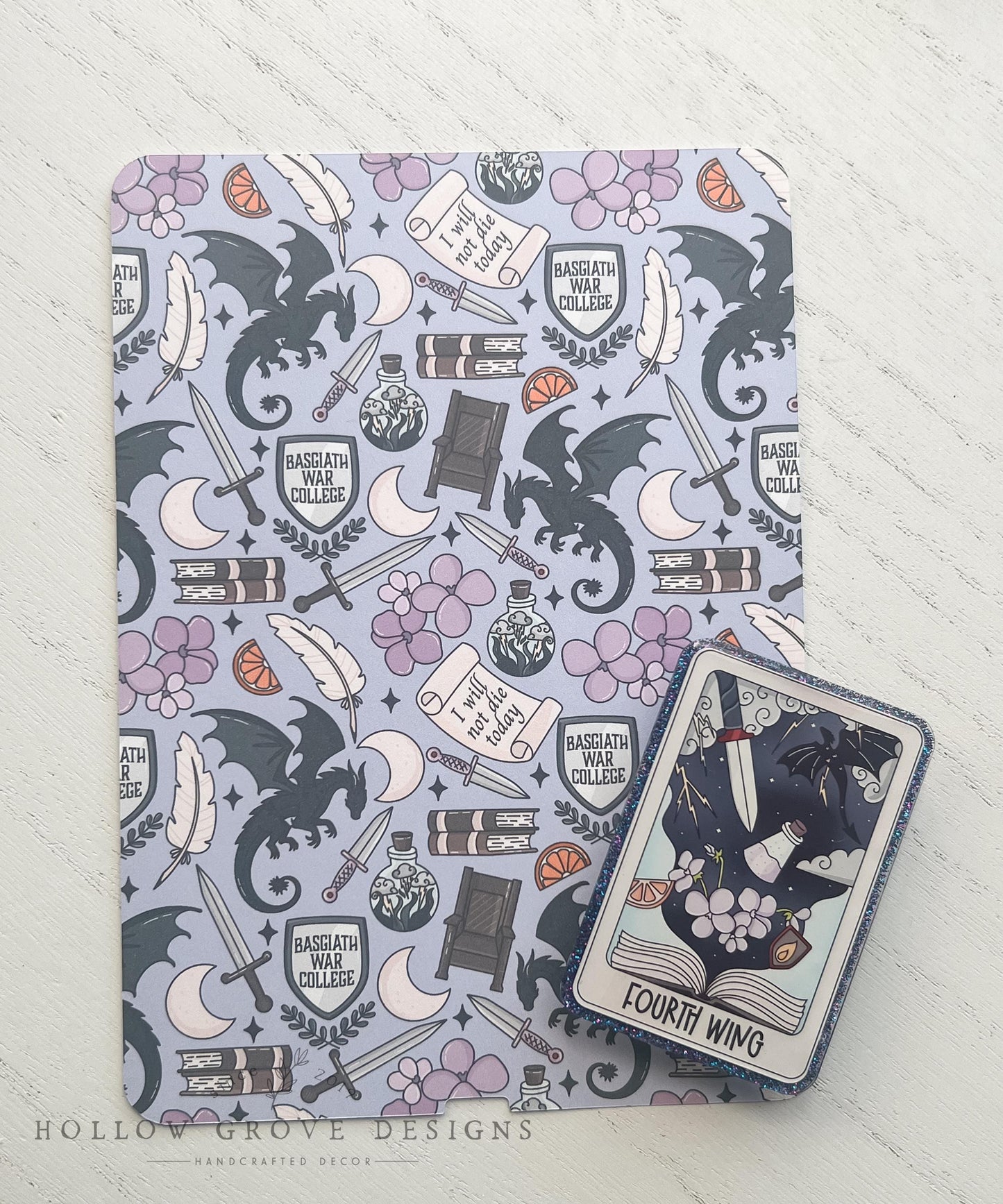 Fourth Wing Kindle Insert and Grip Set | E-Reader Accessories | Bookish Accessories | Gift for Book Lover | Device Grip