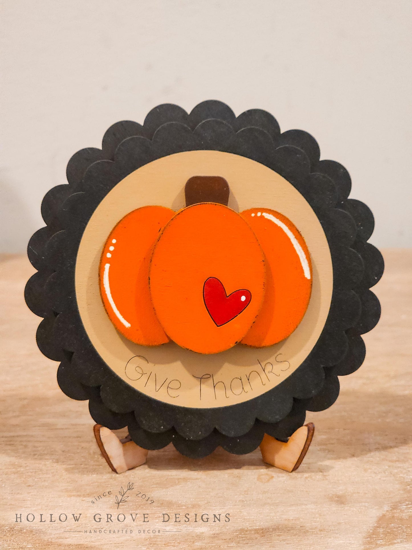 Give Thanks Pumpkin 3-Inch Insert for Interchangeable Seasonal Sign | Seasonal Decor | Fall and Thanksgiving Decor