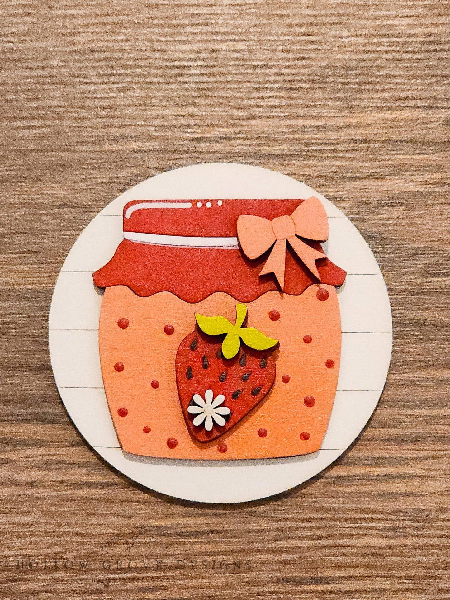 Berry Jam 3-Inch Insert for Interchangeable Seasonal Sign | Interchangeable Hanging Sign | Seasonal Decor | Spring Decor | Strawberry Decor