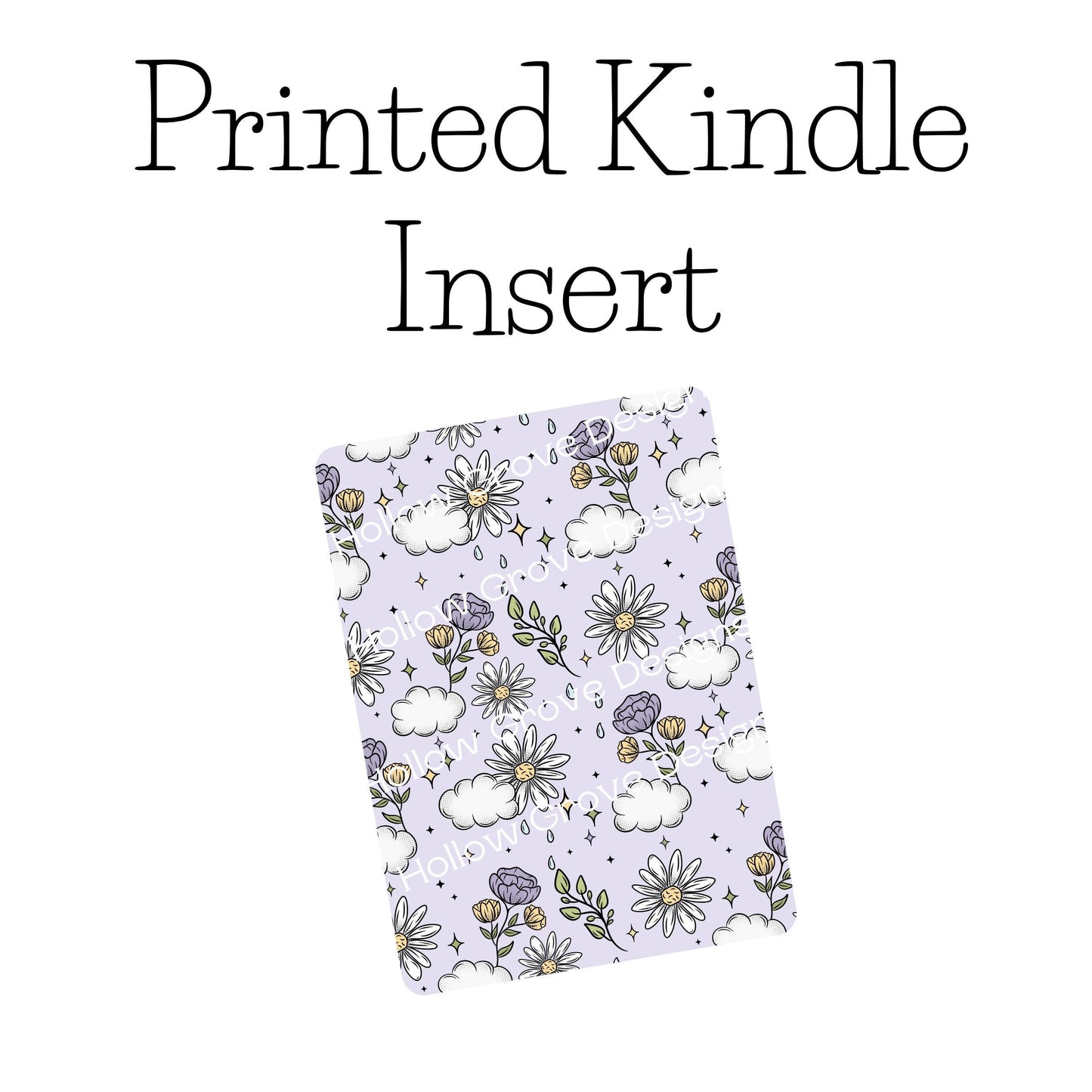 Purple Cloud Kindle Insert | Decorative Kindle Insert | Clear Kindle Case Insert | Gift for Book Lover | Fall Floral Kindle
