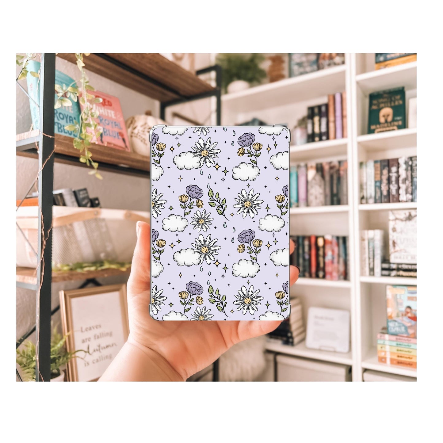 Purple Cloud Kindle Insert | Decorative Kindle Insert | Clear Kindle Case Insert | Gift for Book Lover | Fall Floral Kindle