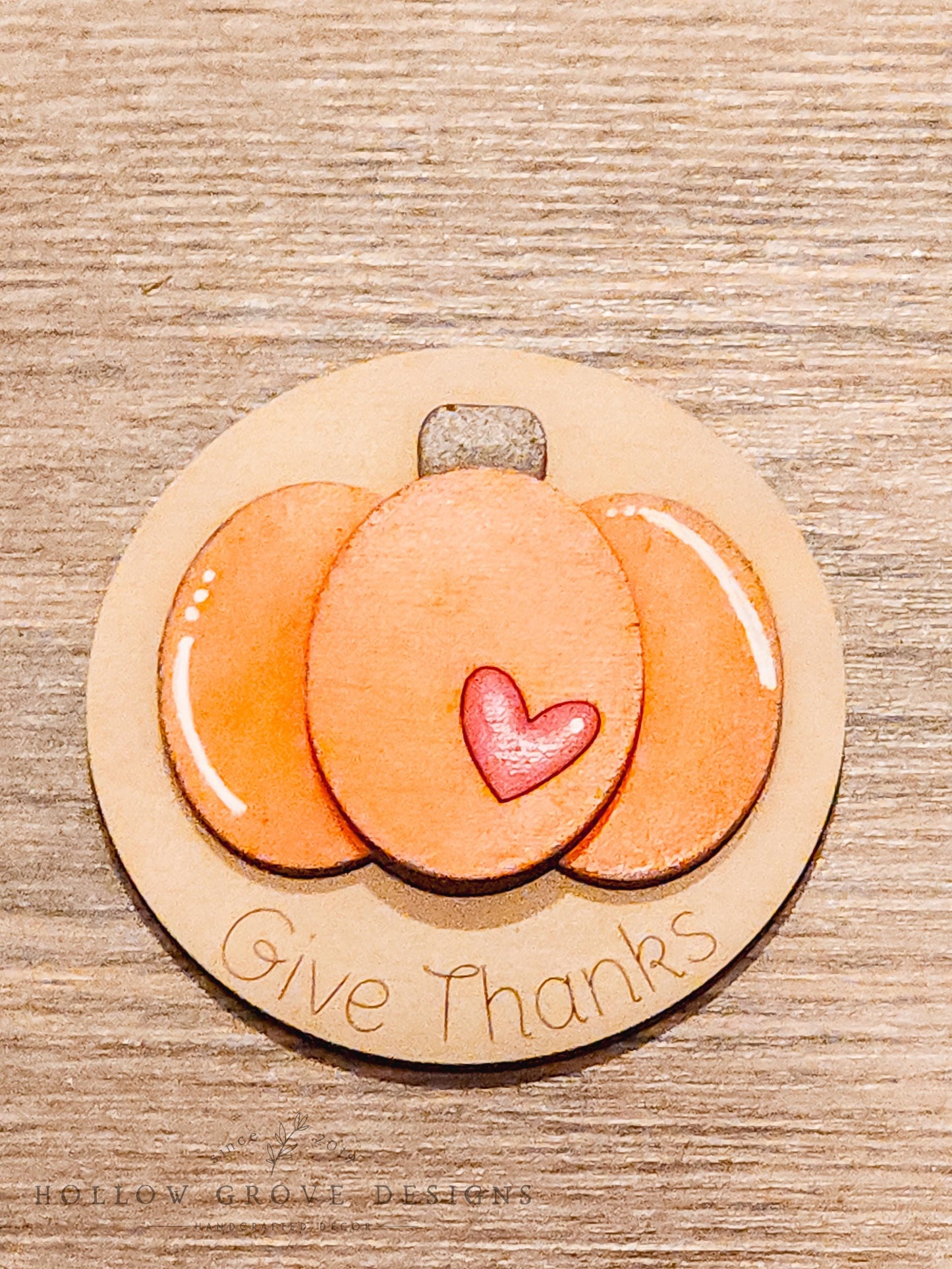 Give Thanks Pumpkin 3-Inch Insert for Interchangeable Seasonal Sign | Seasonal Decor | Fall and Thanksgiving Decor