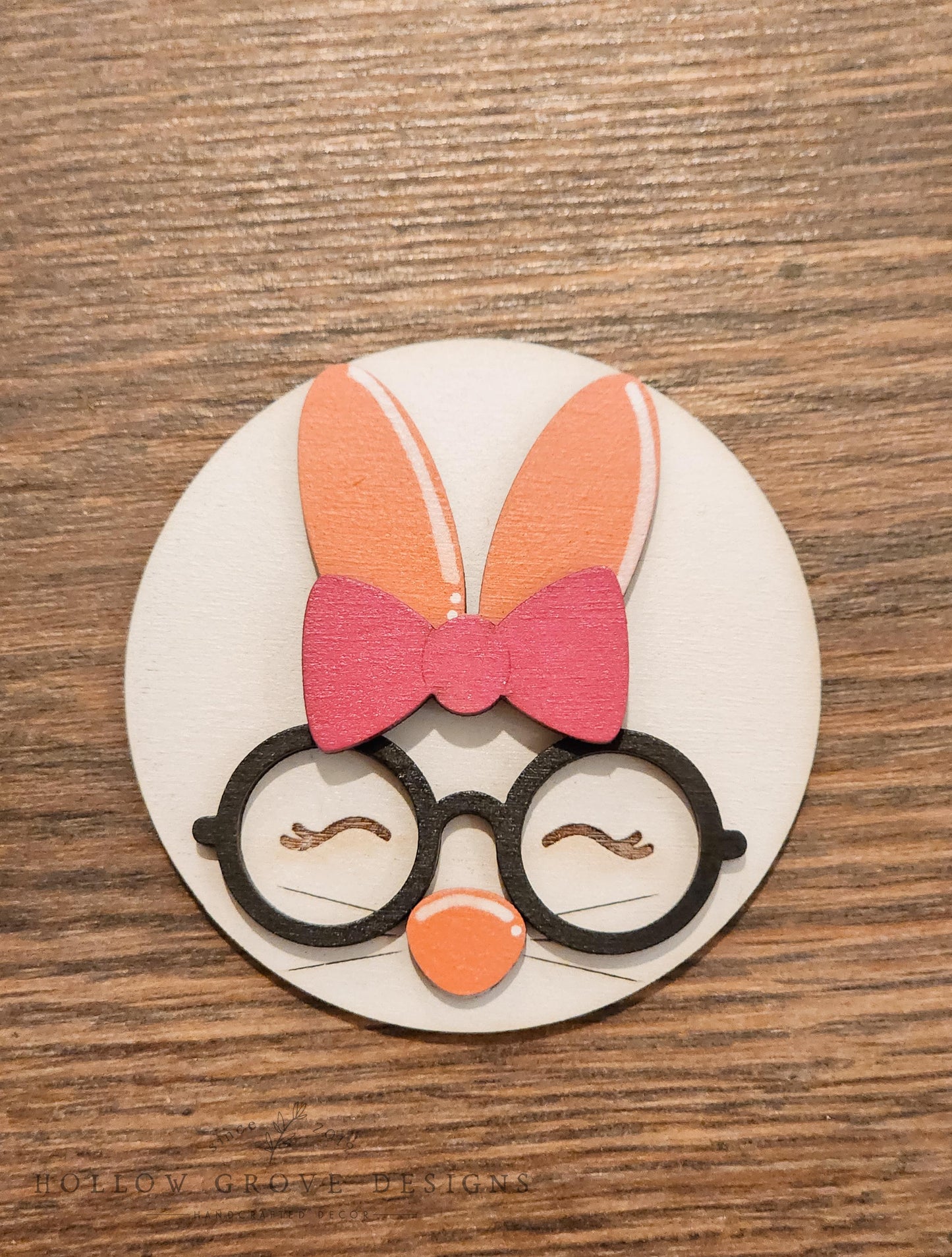 Bunny w/ Glasses 3-Inch Insert for Interchangeable Seasonal Sign | Interchangeable Hanging Sign | Seasonal Decor | Easter Decor | Bunny Sign