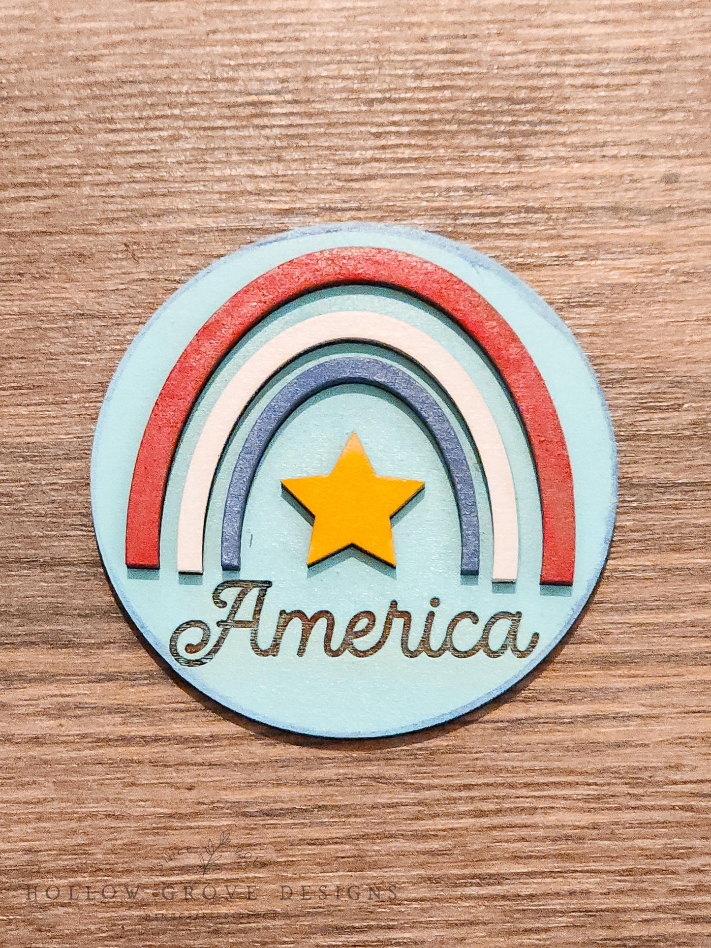 America USA Rainbow 3-Inch Insert for Interchangeable Seasonal Sign | Interchangeable Hanging Sign | Seasonal Decor | Americana Decor