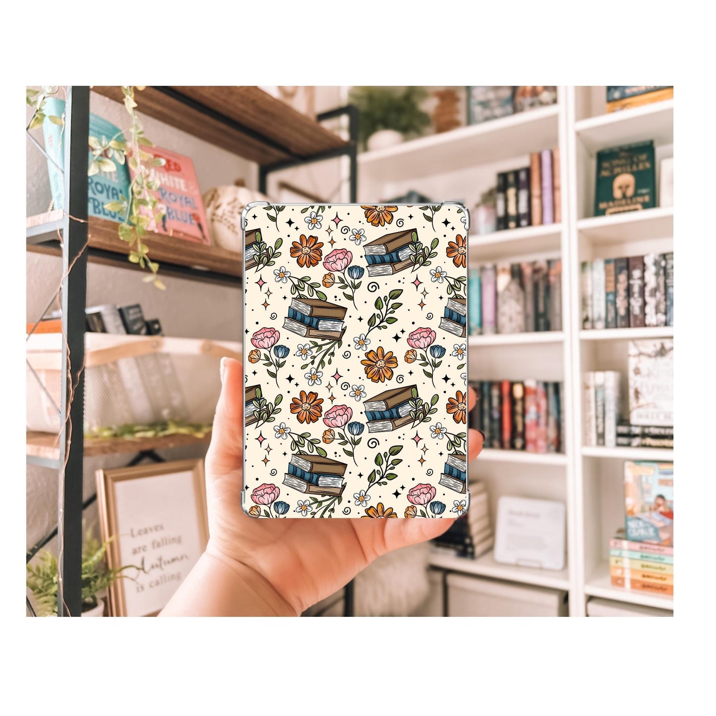 Never Too Many Books Kindle Insert | Decorative Kindle Insert | Clear Kindle Case Insert | Book Girly Decor | Gift for Book Lover