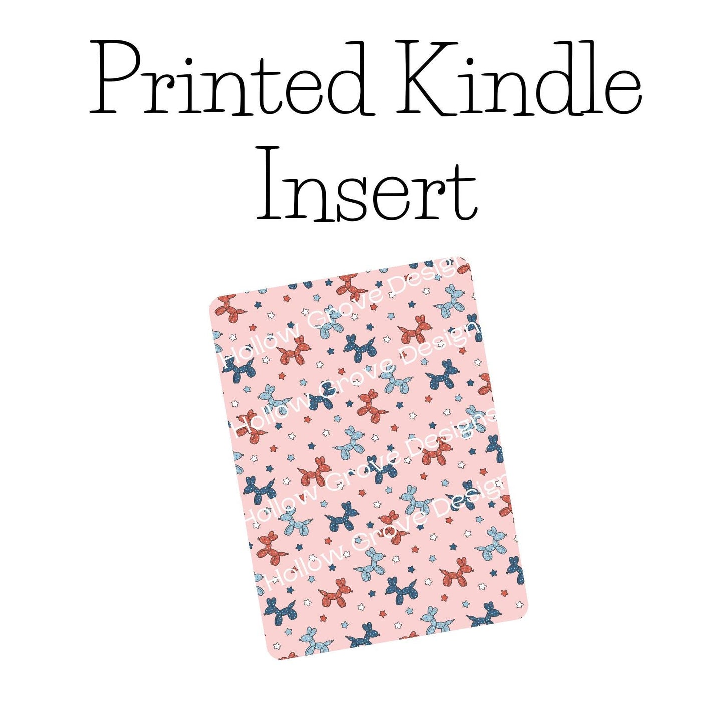 Pink USA Balloon Dogs Kindle Insert | Decorative Kindle Insert | Clear Kindle Case Insert | Fun E-reader Accessories| Gift for Book Lover