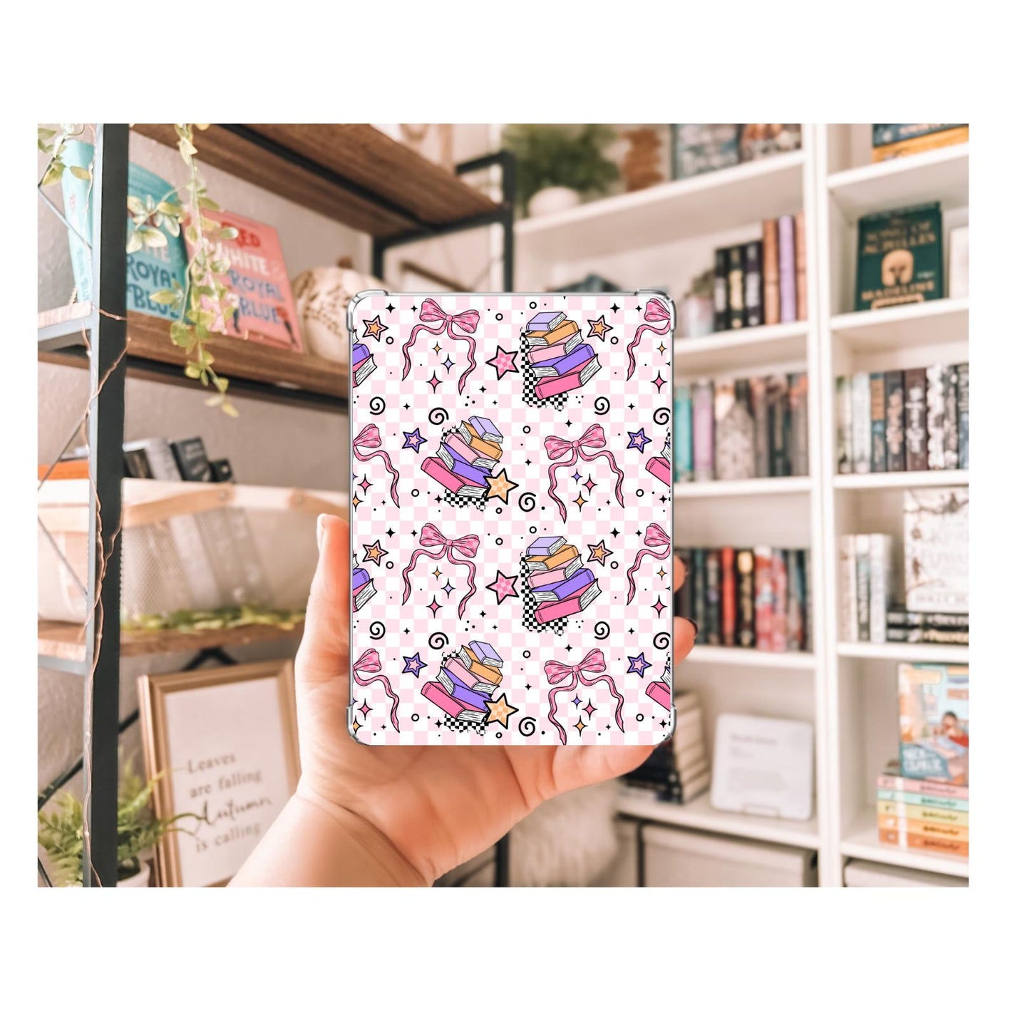 Books and Bows Kindle Insert | Decorative Kindle Insert | Clear Kindle Case Insert | Gift for Book Lover | Fall Floral Kindle