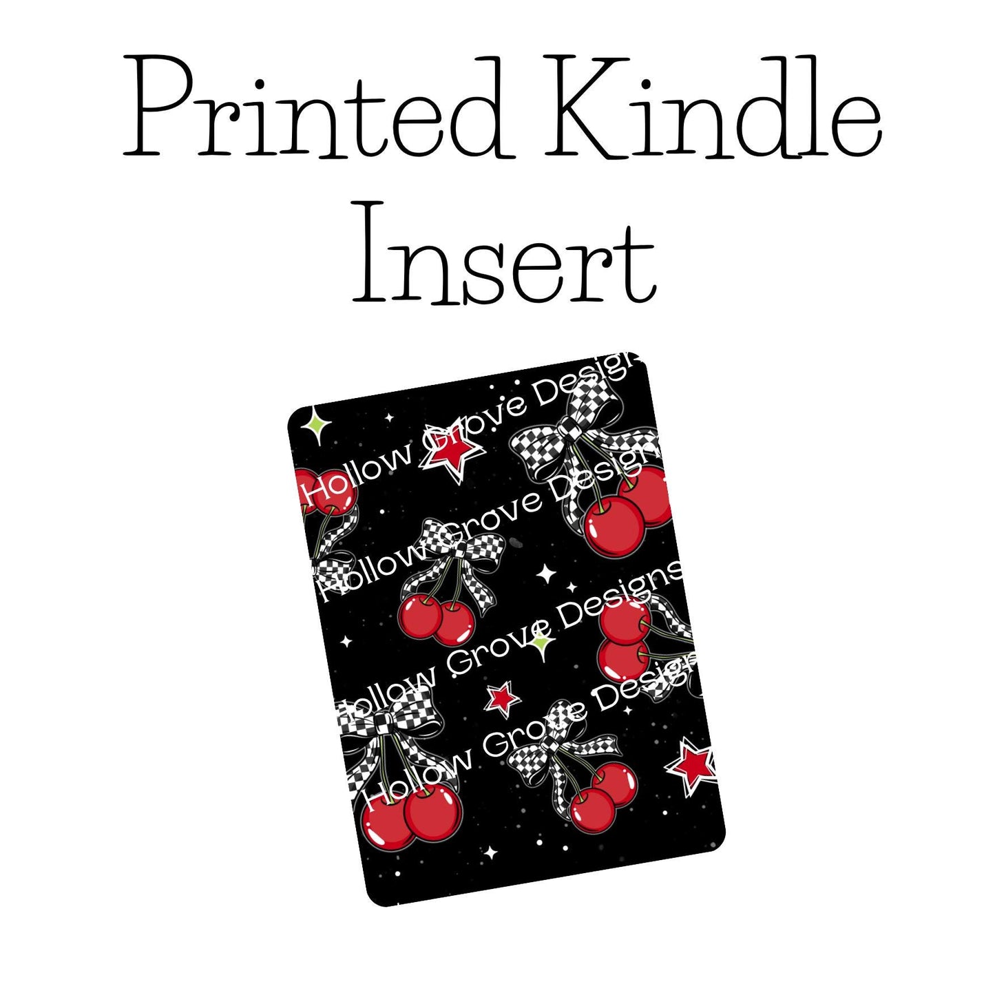 Checkered Cherries Kindle Insert | Decorative Kindle Insert | Clear Kindle Case Insert | Gift for Book Lover | Cherry Kindle Decor