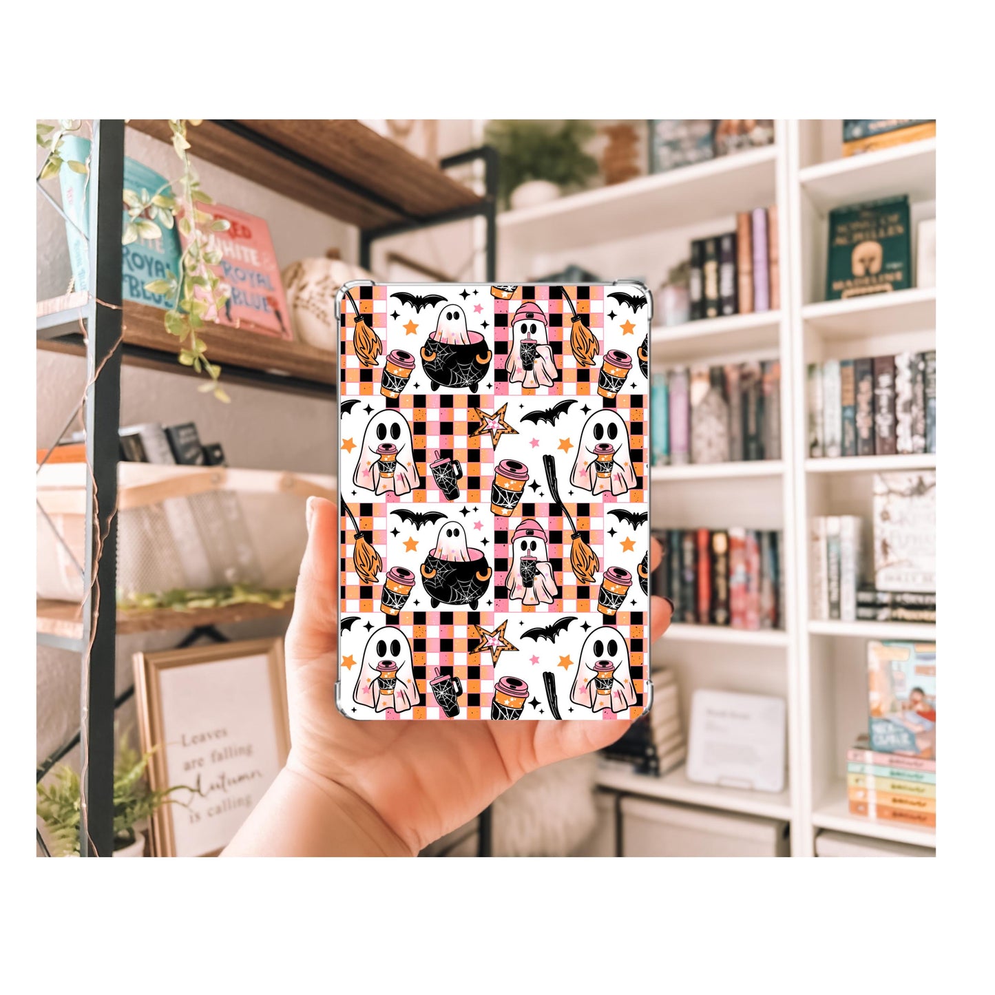 Retro Spooky Ghost Kindle Insert | Fall Kindle Decor | Clear Kindle Case Insert | Stanley Ghost Kindle Insert | Gift for Book Lover
