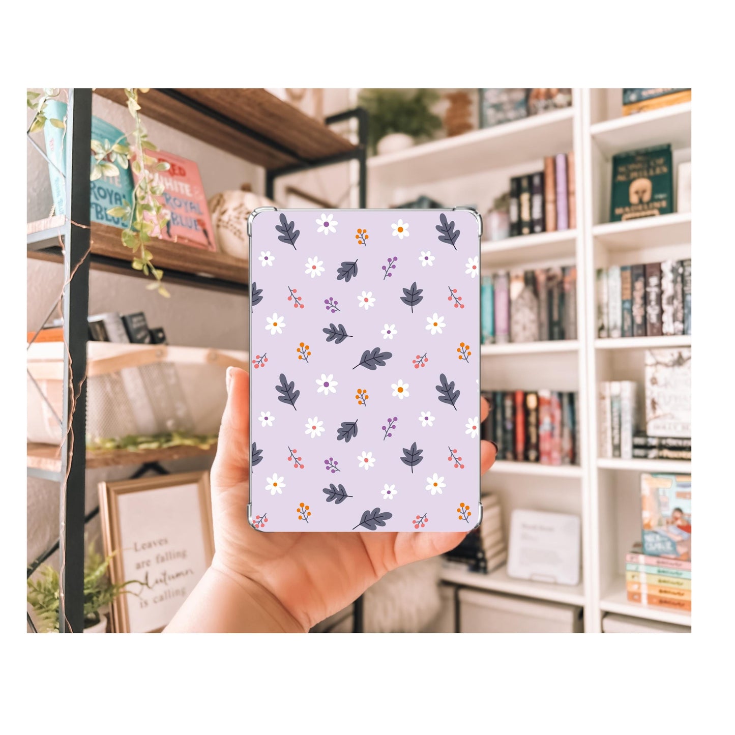 Purple Fall Floral Kindle Insert | Decorative Kindle Insert | Clear Kindle Case Insert | Gift for Book Lover | Fall Floral Kindle