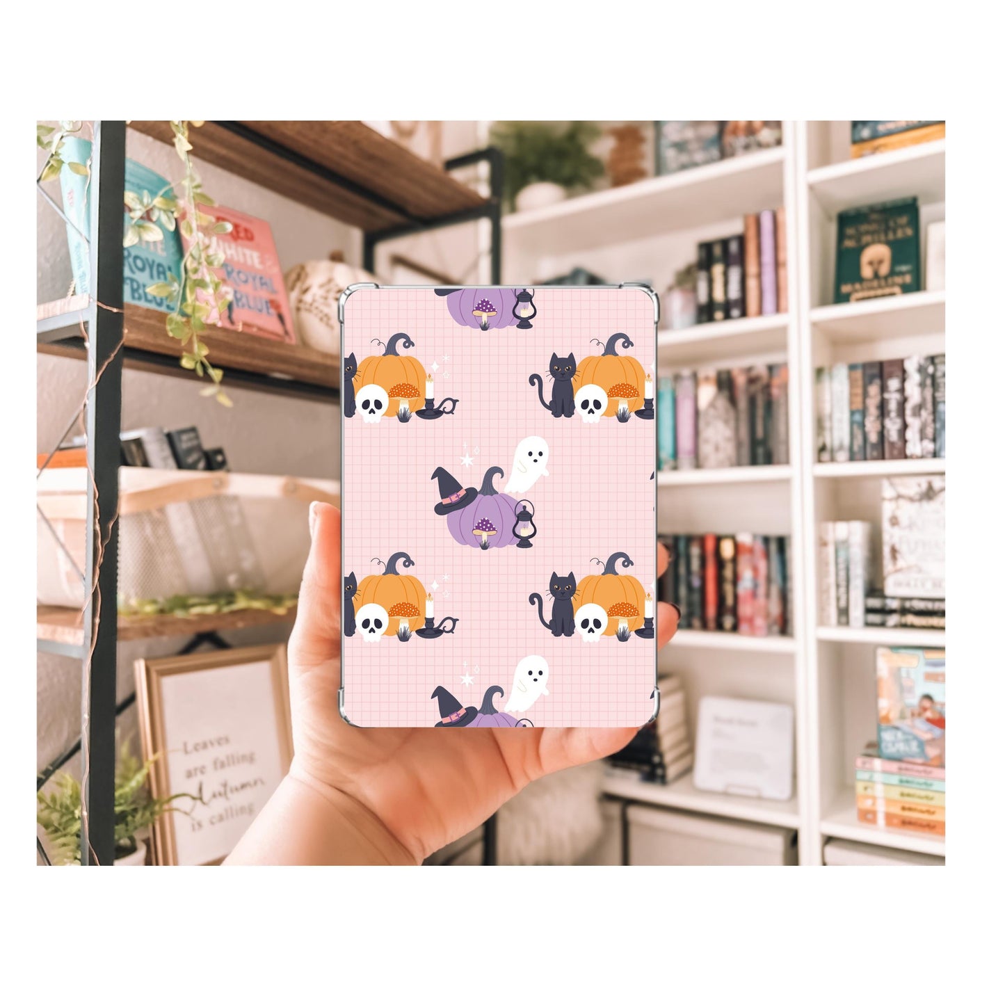 Spooky Kitties and Pumpkins Kindle Insert | Clear Kindle Case Insert | Halloween Kindle Decor| Gift for Book Lover