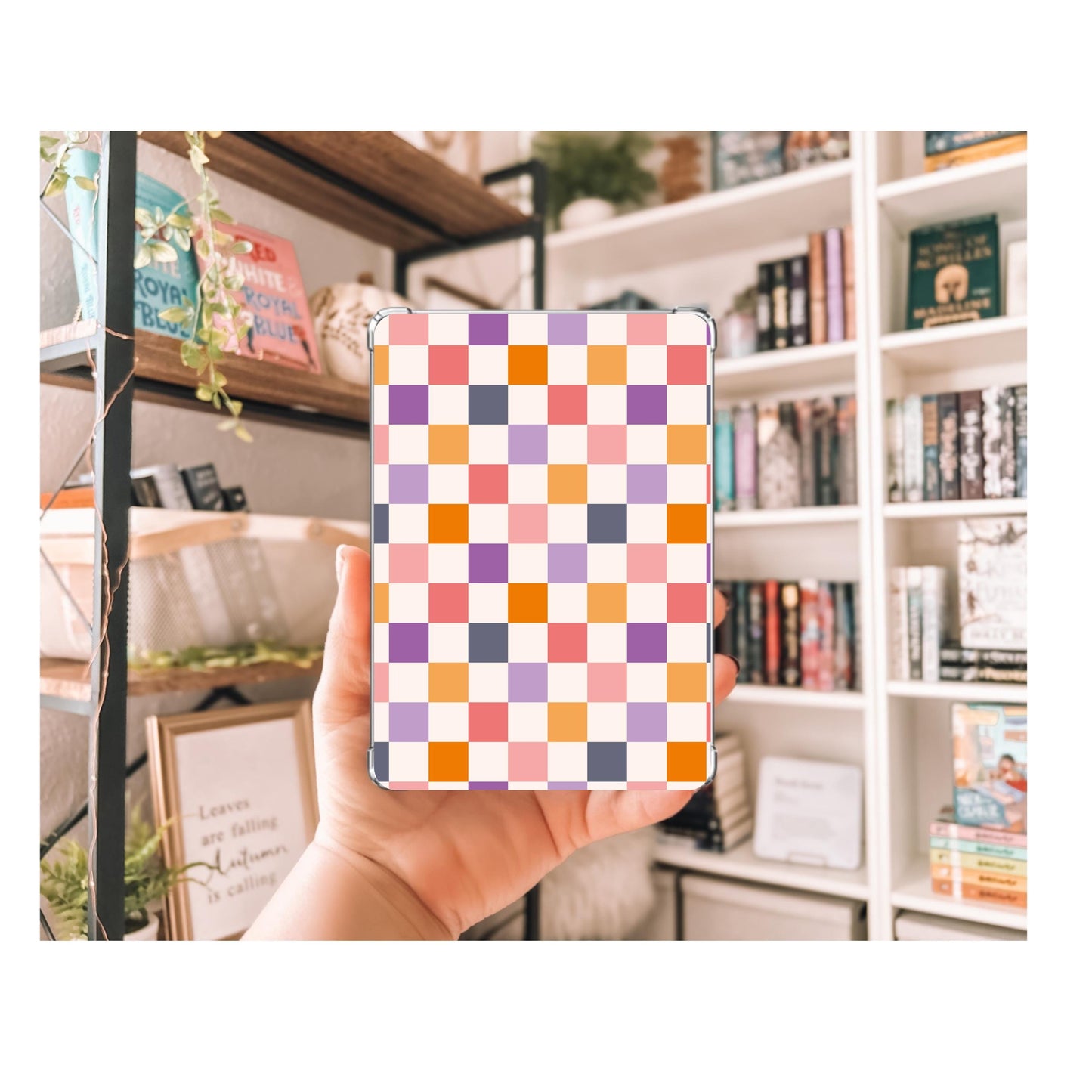 Halloween Checker Kindle Insert | Clear Kindle Case Insert | Spooky Skull Decor | Gift for Book Lover| Halloween Kindle Decor