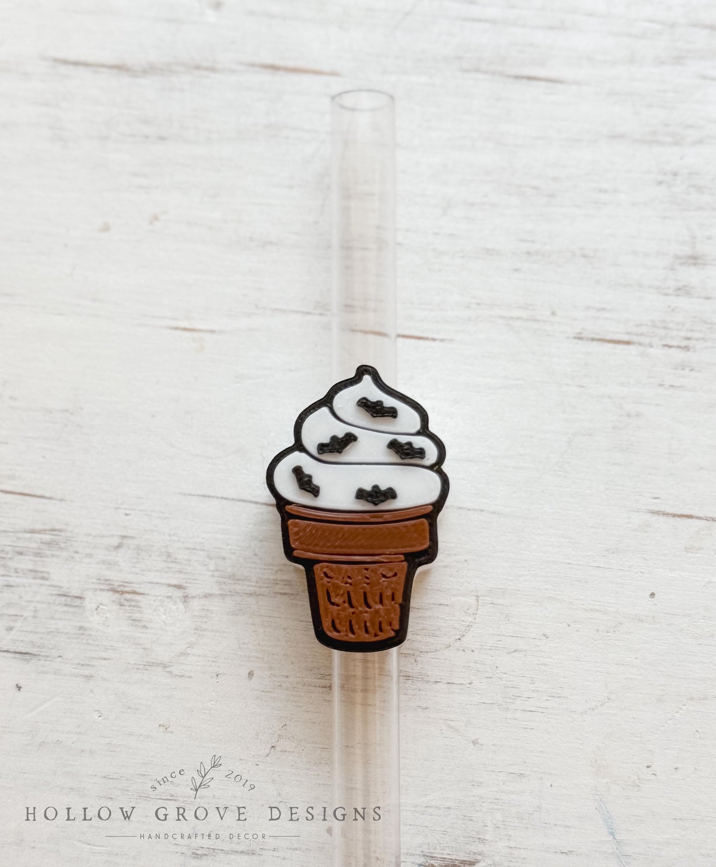 Batty Icecream Straw Charm | Stanley Straw Accessory | Halloween Tumbler Straw Accessories | Tumbler Accessories
