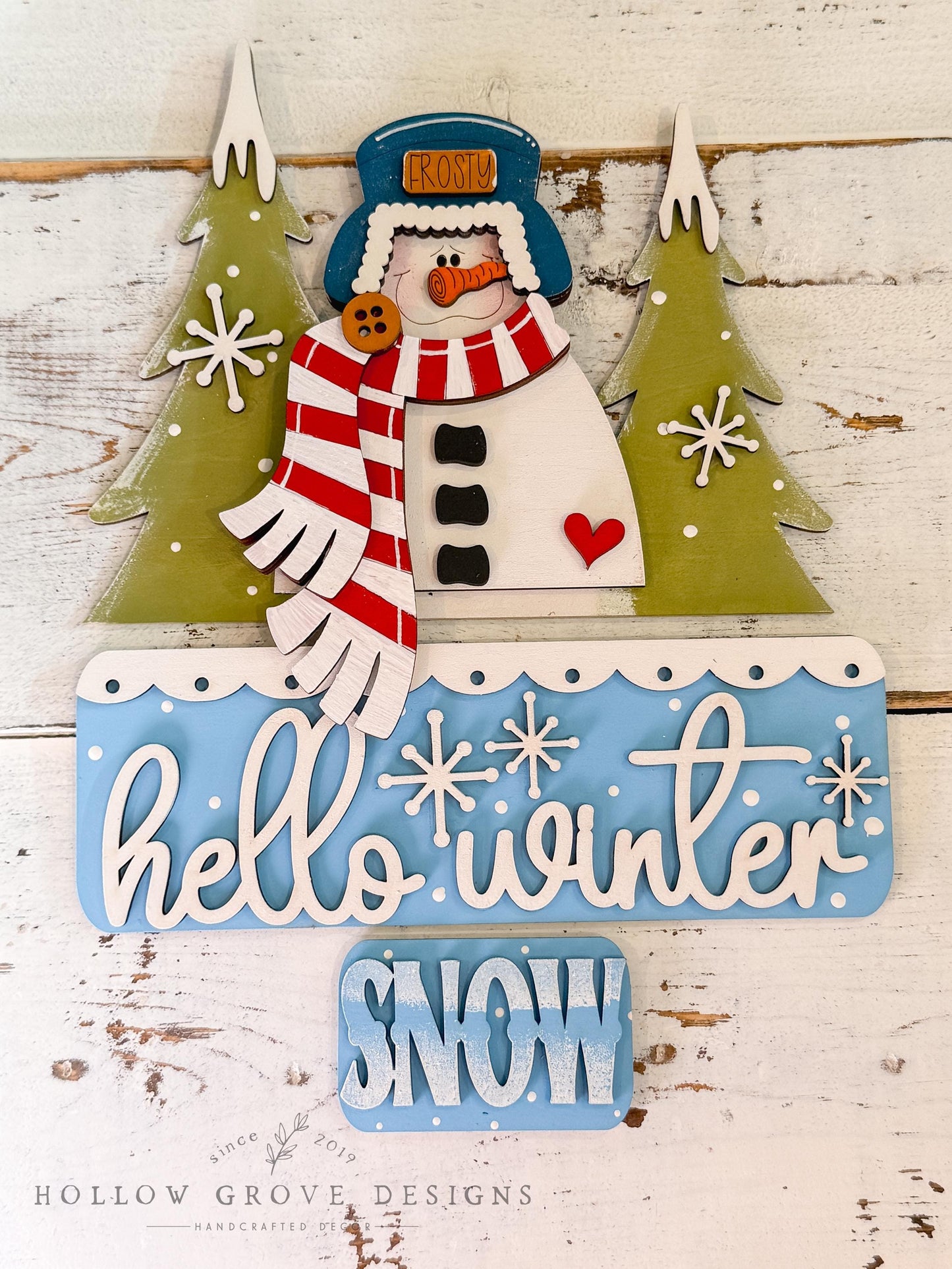 Hello Winter Snowman Interchangeable Truck Insert | Truck Door Hanger | Seasonal Decor | Tiered Tray Decor | Christmas Decor