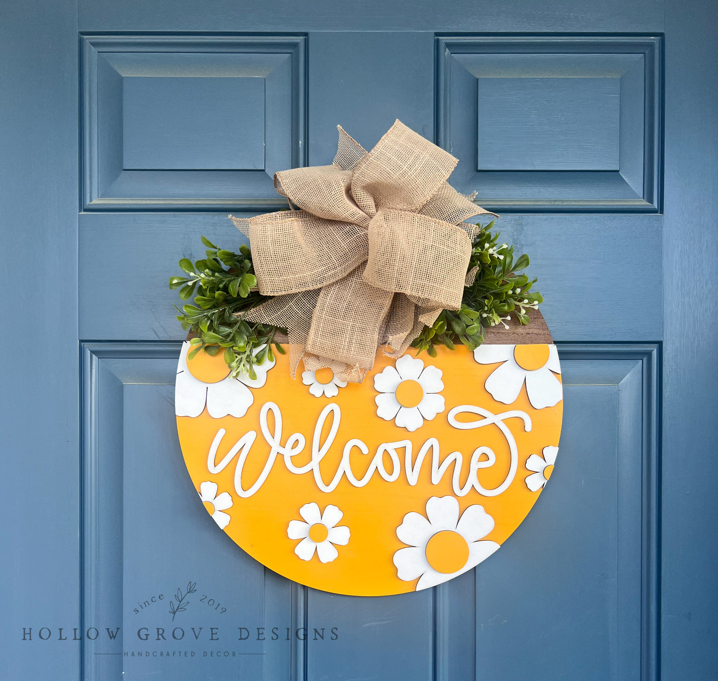 Sunflower Welcome Door Hanger | Spring Door Hanger | Vintage Truck Door Hanger | Spring Decor