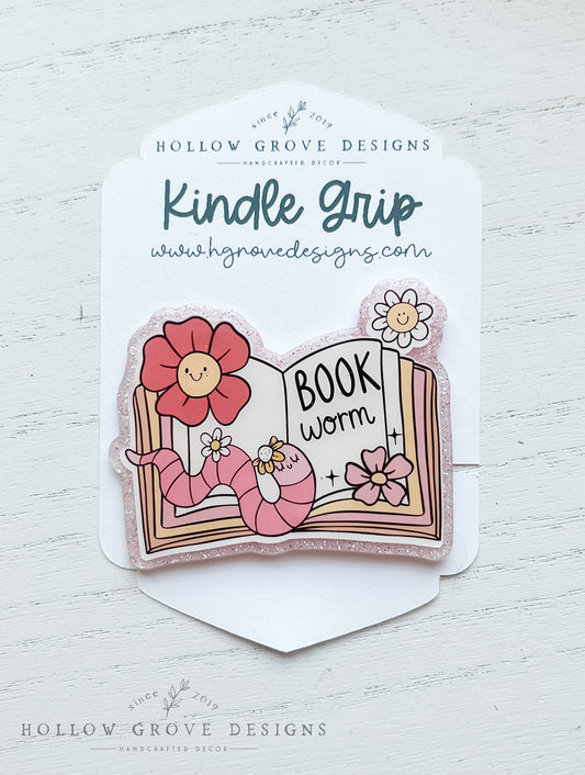 Book Worm E-Reader and Device Grip | Custom Kindle Grip | Kobo Reader Grip | Bookish Accessories | Gift for Teacher | Lit Teacher Gift