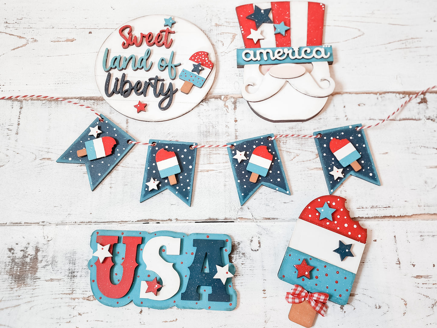 Sweet Land of Liberty Tiered Tray Set | July 4th Decor | Americana Decor