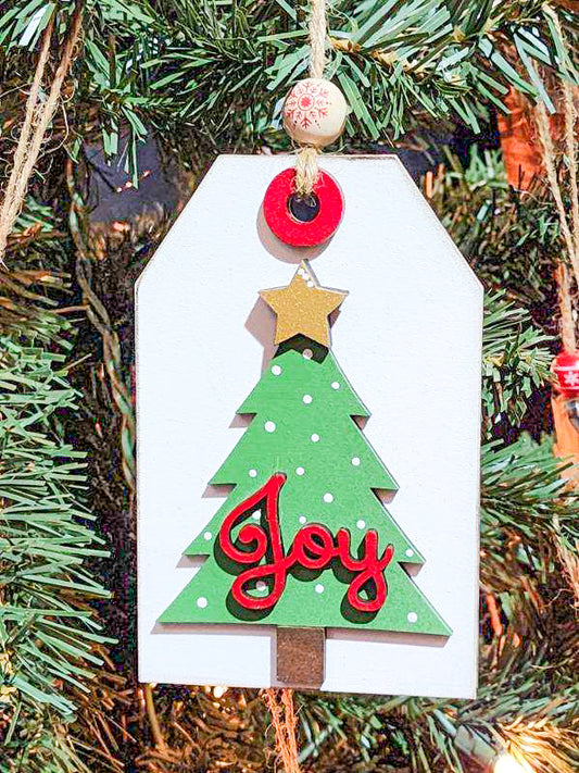 Joy Christmas Tree Gift Card Holder Ornament: