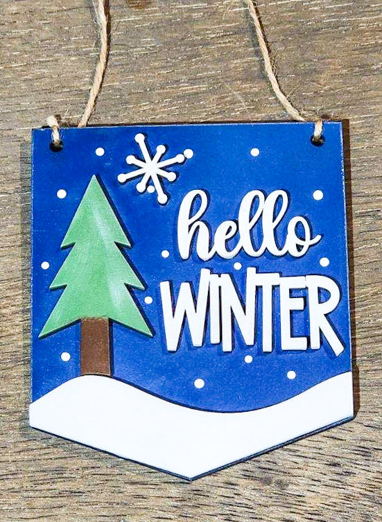 Hello Winter Christmas Mini Sign