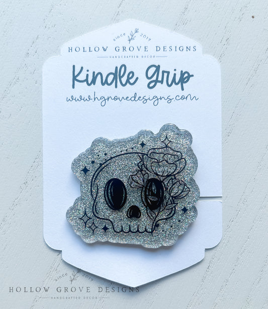 Floral Skull E-Reader and Device Grip | Custom Kindle Grip | Kobo Reader Grip | Bookish Accessories | Gift for Teacher | Lit Teacher Gift