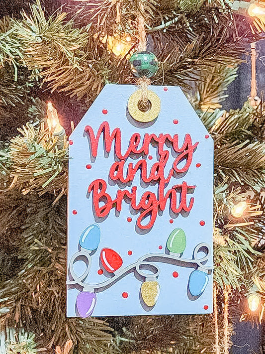 Merry and Bright Christmas Lights Gift Card Holder Ornament: