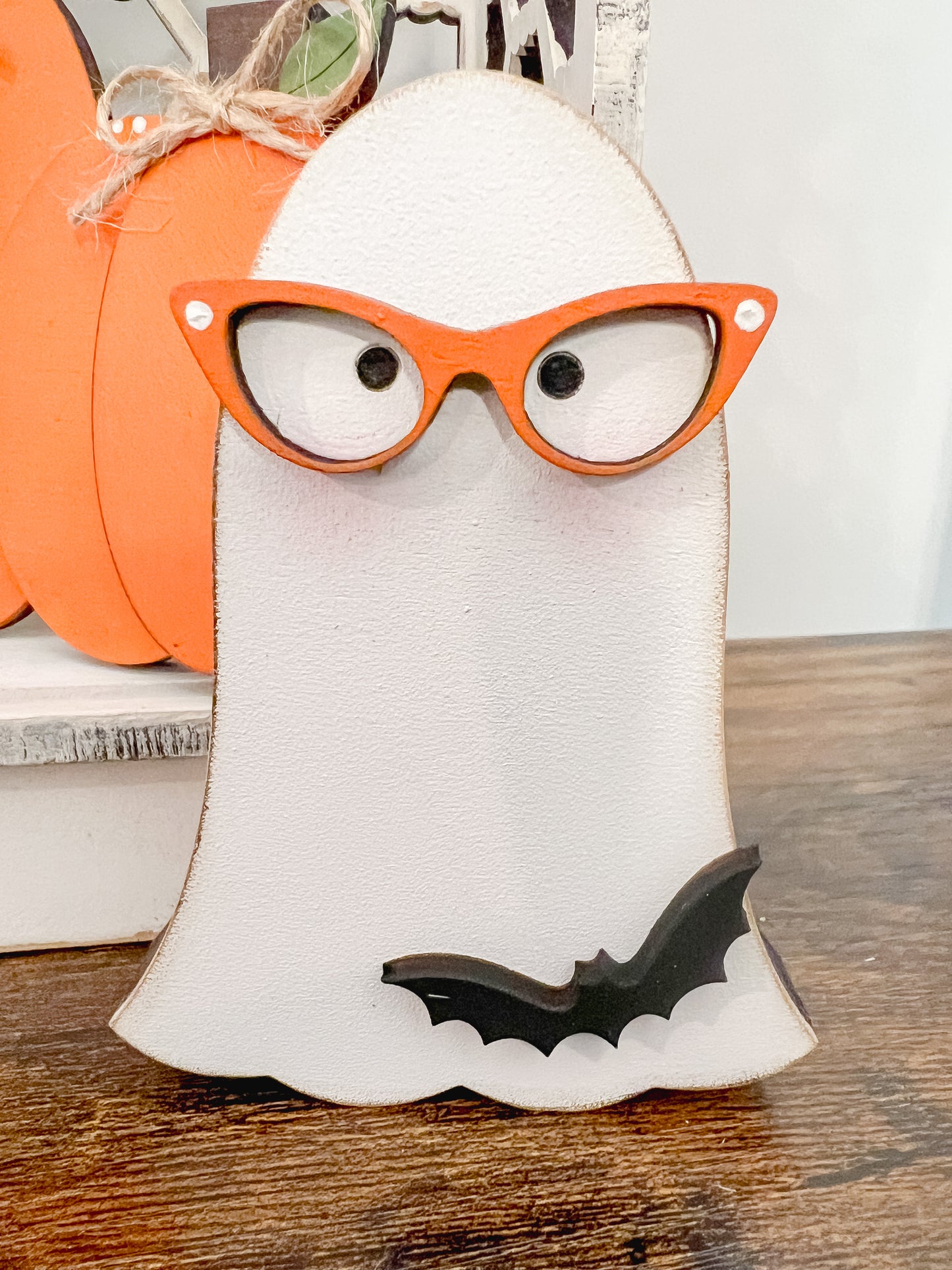 Nerdy Ghost Shelf Sitters | Chunky Ghost Tiered Tray Decor | Halloween Accents